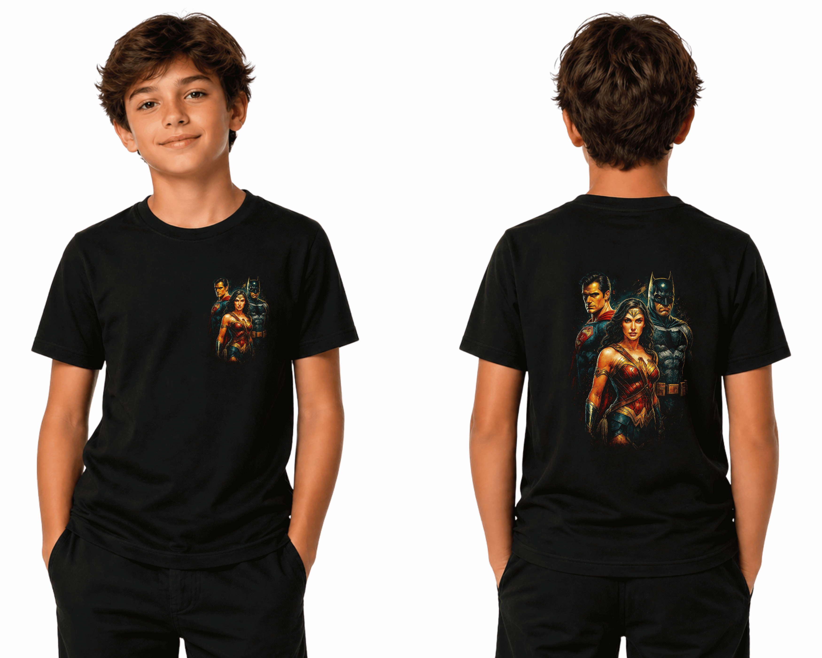 DC Comics Superman Batman Wonder Woman - Premium DTF Transfer Print for T-Shirts | Custom Heat Transfer Design Unisex | High Quality Shirt Printing | SAMZ 24