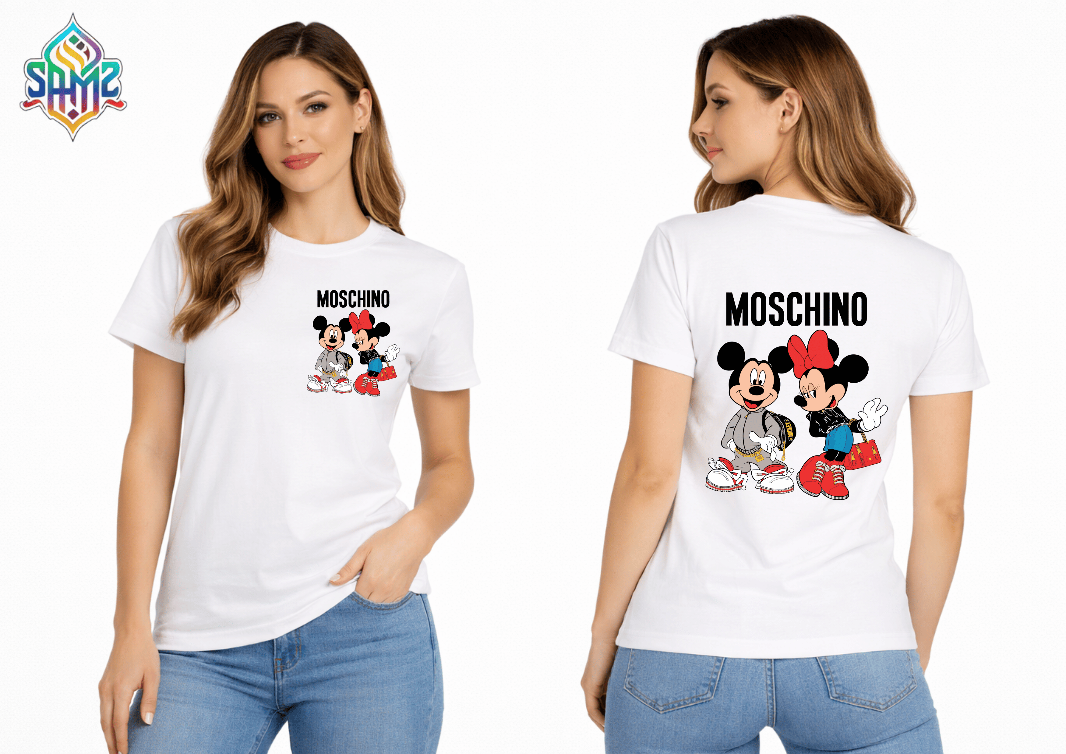 Moschino Mickey Mouse – Premium DTF Transfer Print for T-Shirts | Custom Heat Transfer Design for Men Women Kids | High Quality Graphic Shirt Printing | SAMZ 24