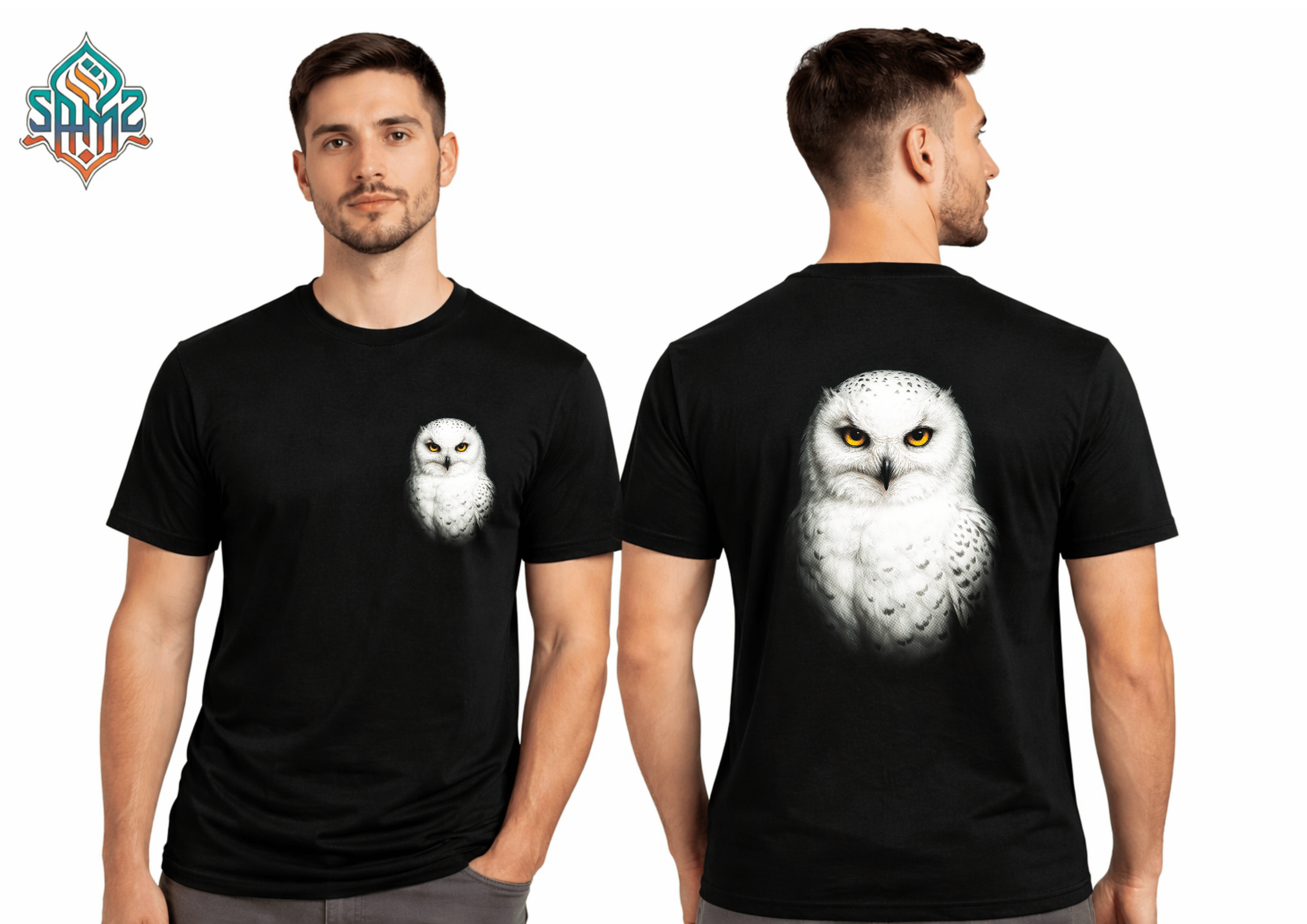 Snowy Owl Portrait – Premium DTF Transfer Print for T-Shirts | Custom Heat Transfer Design Unisex | High Quality Shirt Printing | SAMZ 24