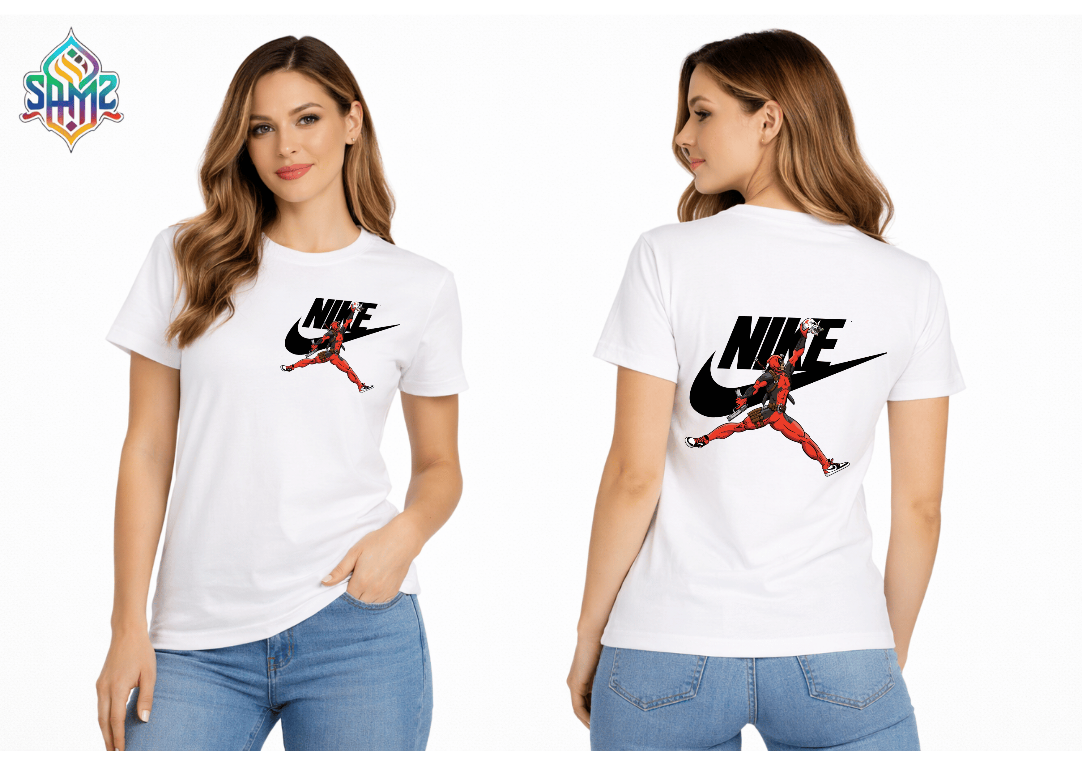 Deadpool Nike – Premium DTF Transfer Print for T-Shirts | Custom Heat Transfer Design for Men Women Kids | High Quality Graphic Shirt Printing | SAMZ 24