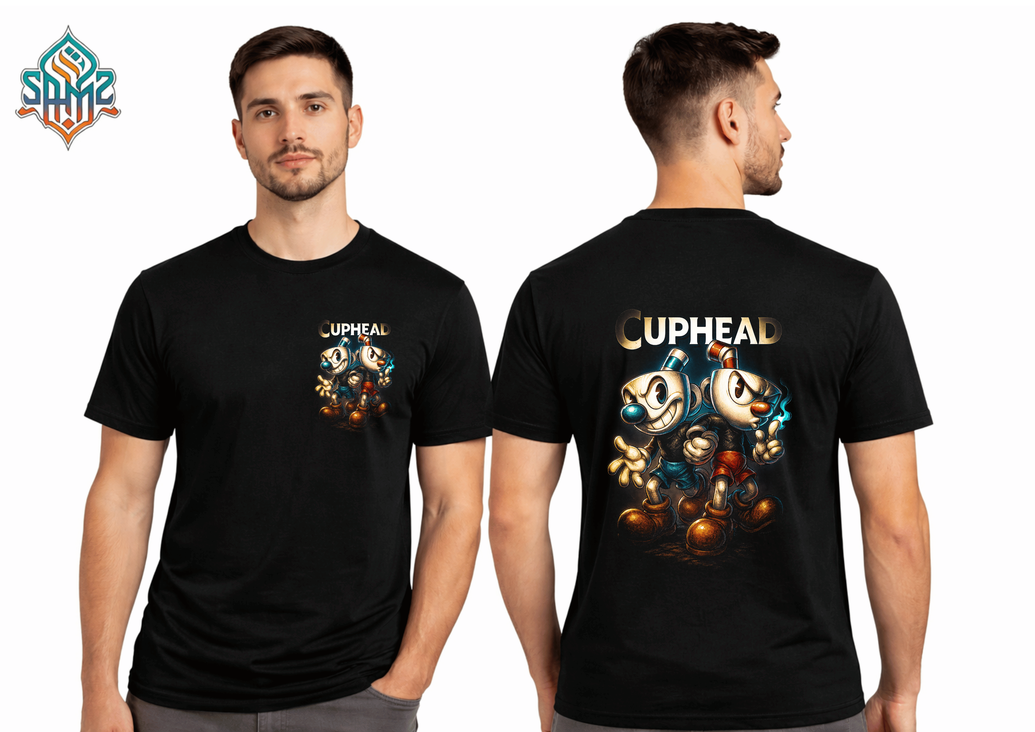 Cuphead Cartoon Duo – Premium DTF Transfer Print for T-Shirts | Custom Heat Transfer Design Unisex | High Quality Shirt Printing | SAMZ 24