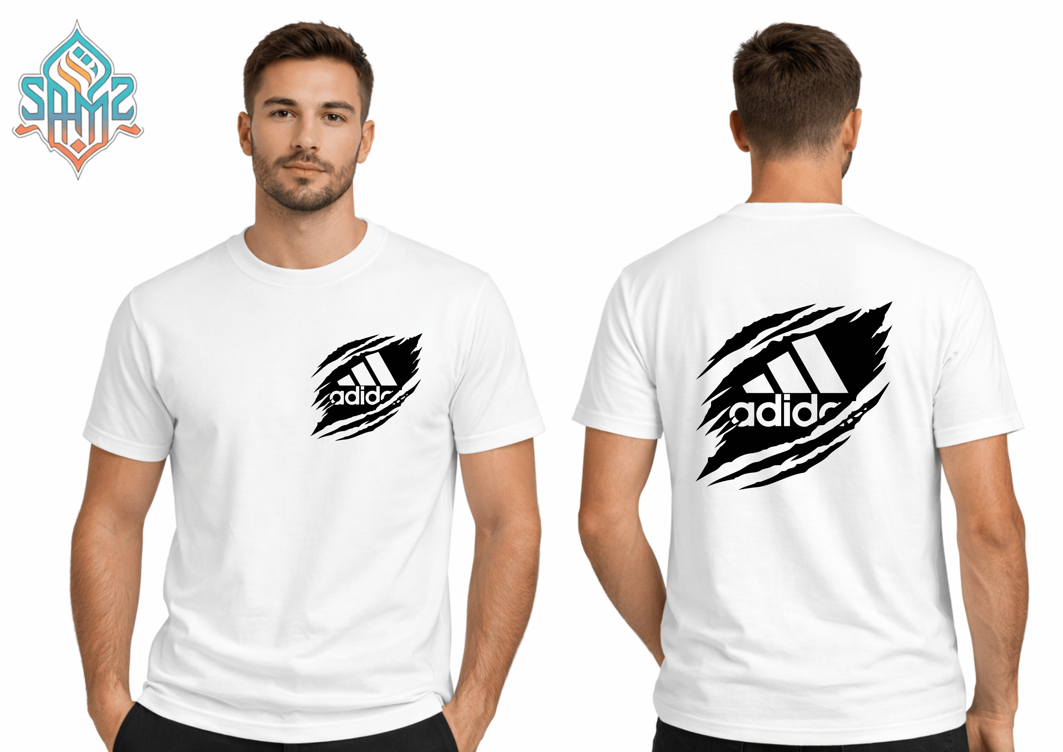 Adidas Cyan Brush – Premium DTF Transfer Print for T-Shirts | Custom Heat Transfer Design Unisex | High Quality Shirt Printing | SAMZ 24