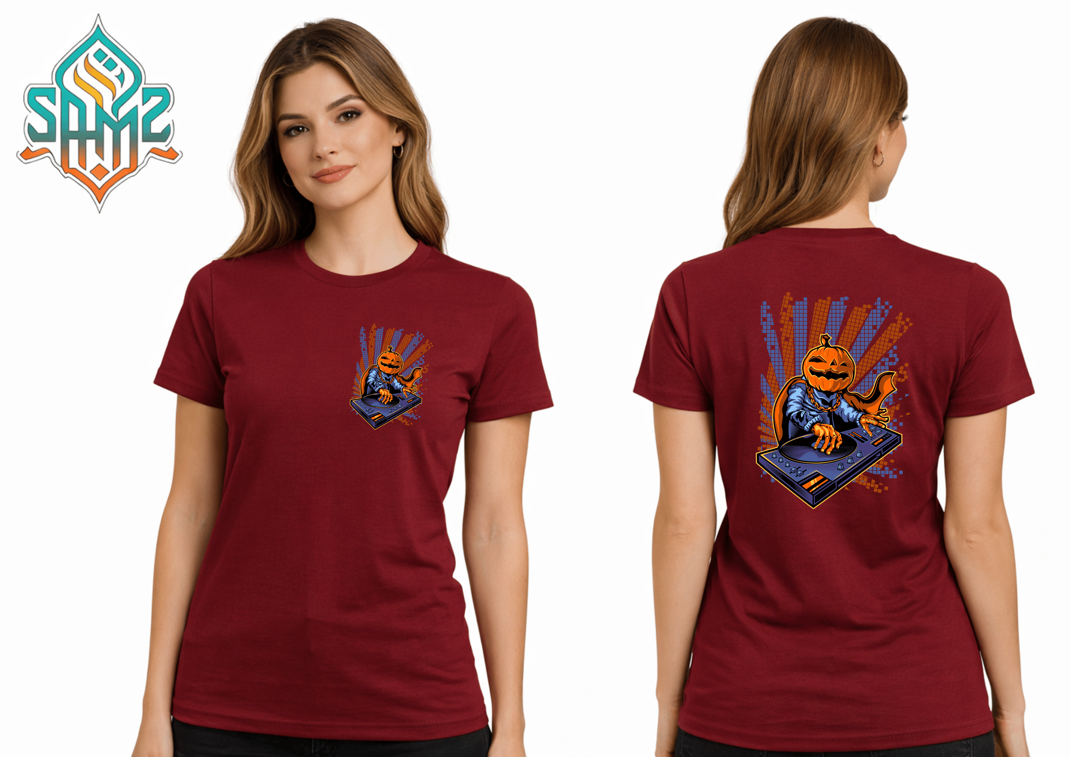 Halloween DJ Pumpkin – Premium DTF Transfer Print for T-Shirts | Custom Heat Transfer Unisex | High Quality Shirt Printing | SAMZ 24