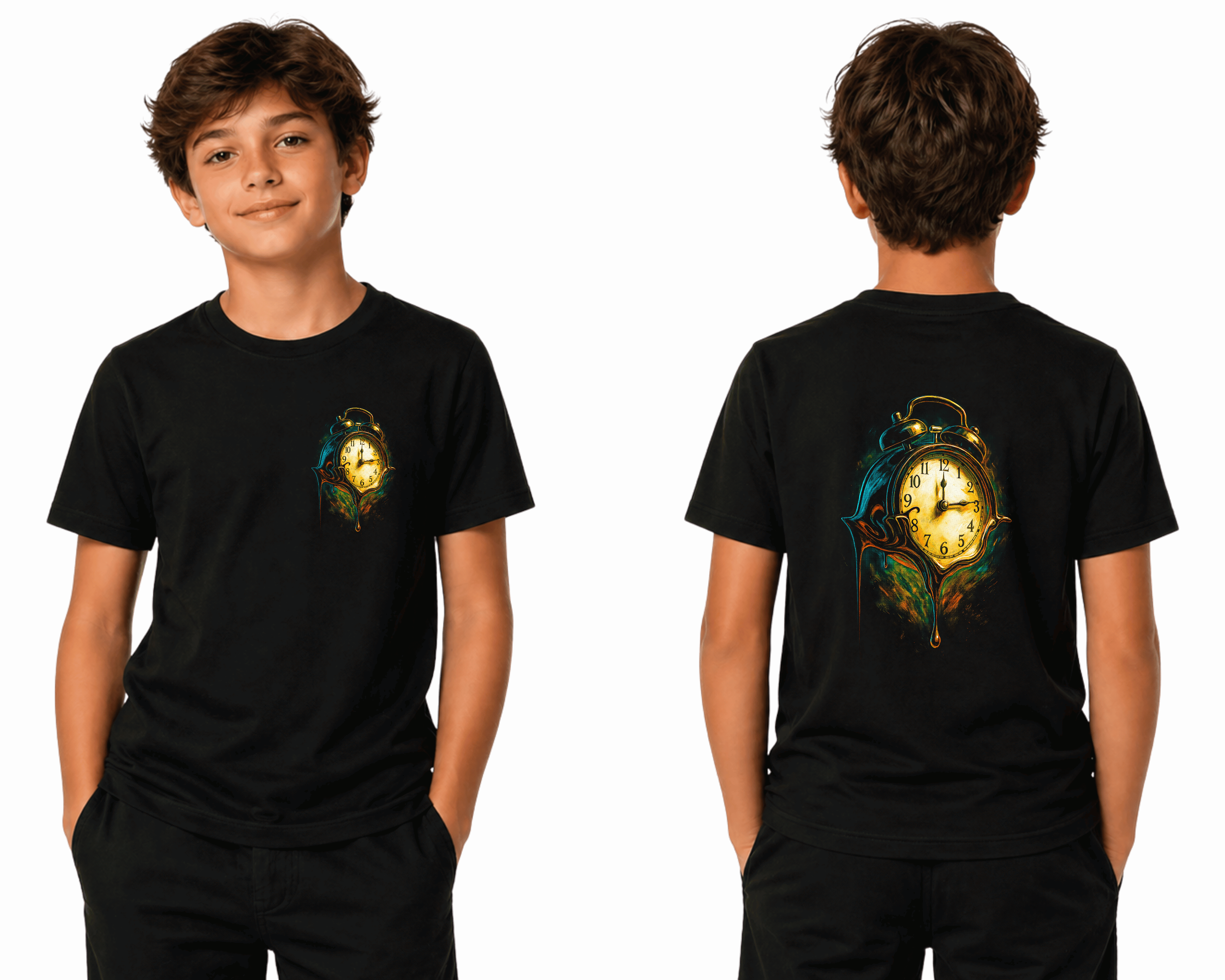 Time Melting Classic Clock Art - Premium DTF Transfer Print for T-Shirts | Custom Heat Transfer Design Unisex | High Quality Shirt Printing | SAMZ 24