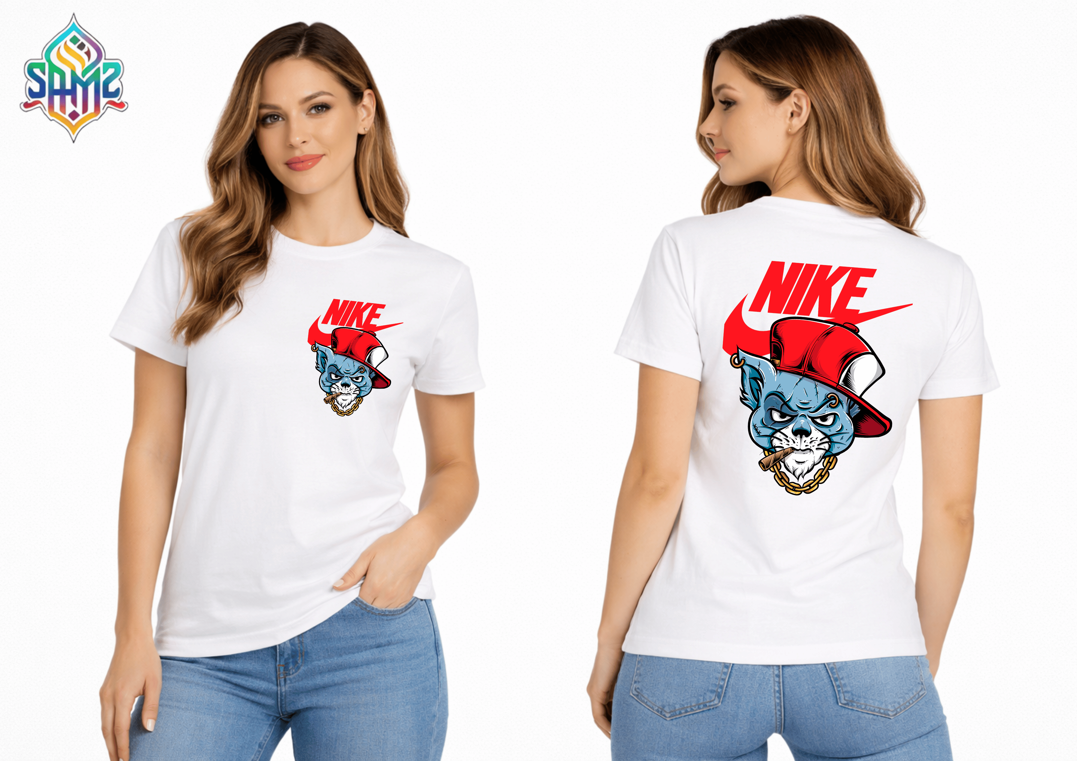 Nike Street Cat Gangster Style – Premium DTF Transfer Print for T-Shirts | Custom Heat Transfer Unisex | High Quality Shirt Printing | SAMZ 24
