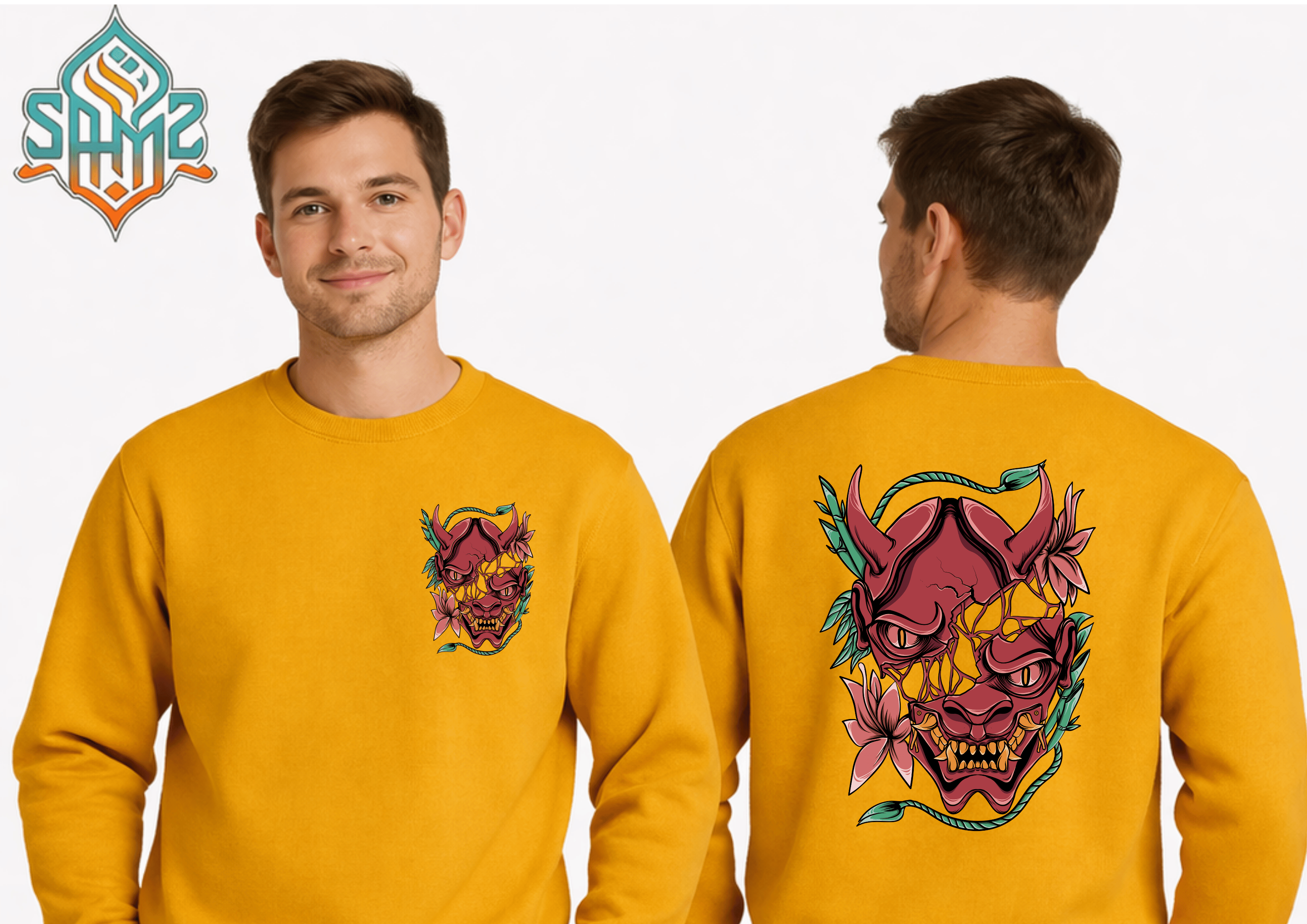 Demon Mask Oni Rage – Premium DTF Transfer Print for T-Shirts | Custom Heat Transfer Unisex | High Quality Shirt Printing | SAMZ 24