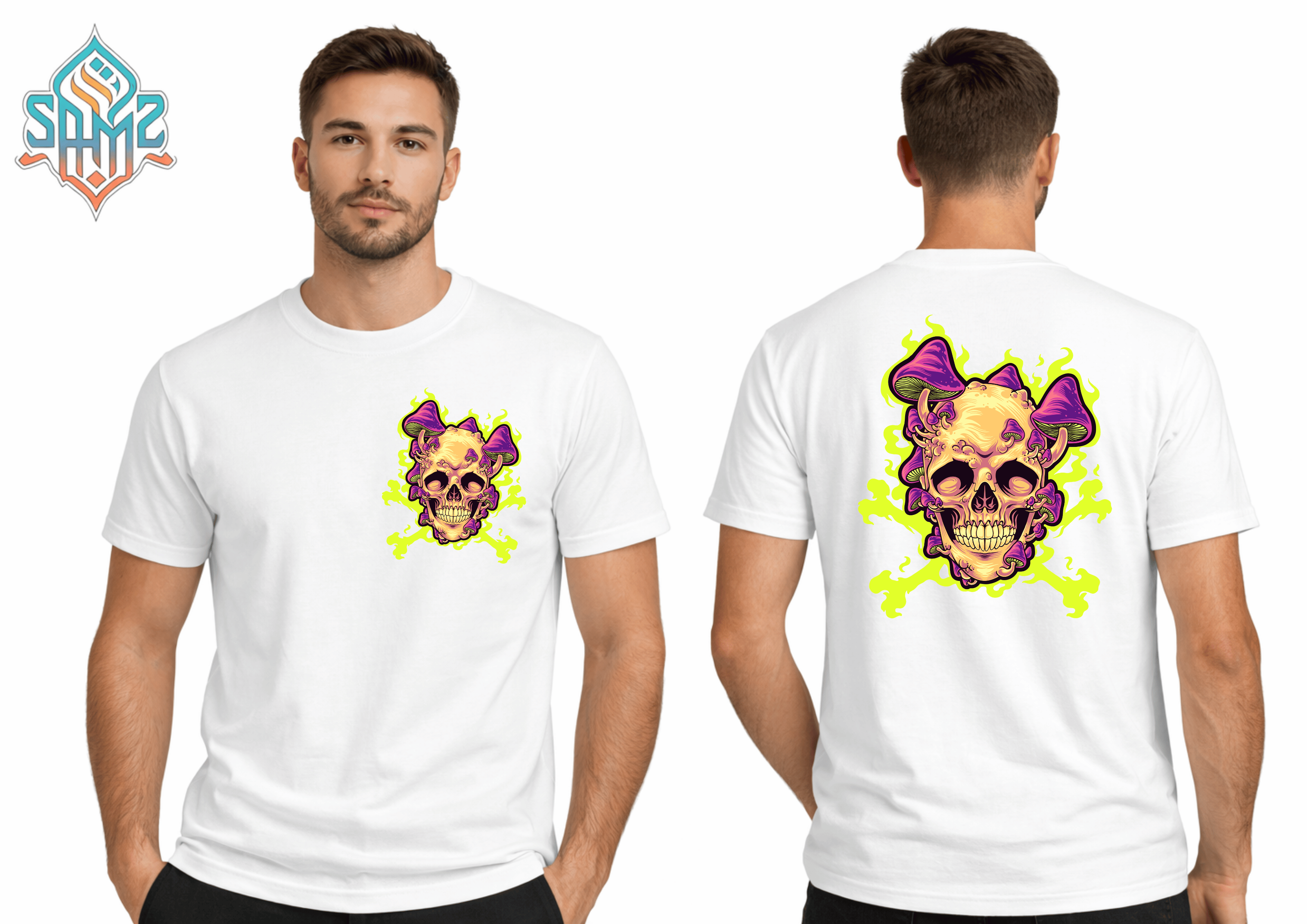 Mushroom Skull – Premium DTF Transfer Print for T-Shirts | Custom Heat Transfer Design Unisex | High Quality Shirt Printing | SAMZ 24