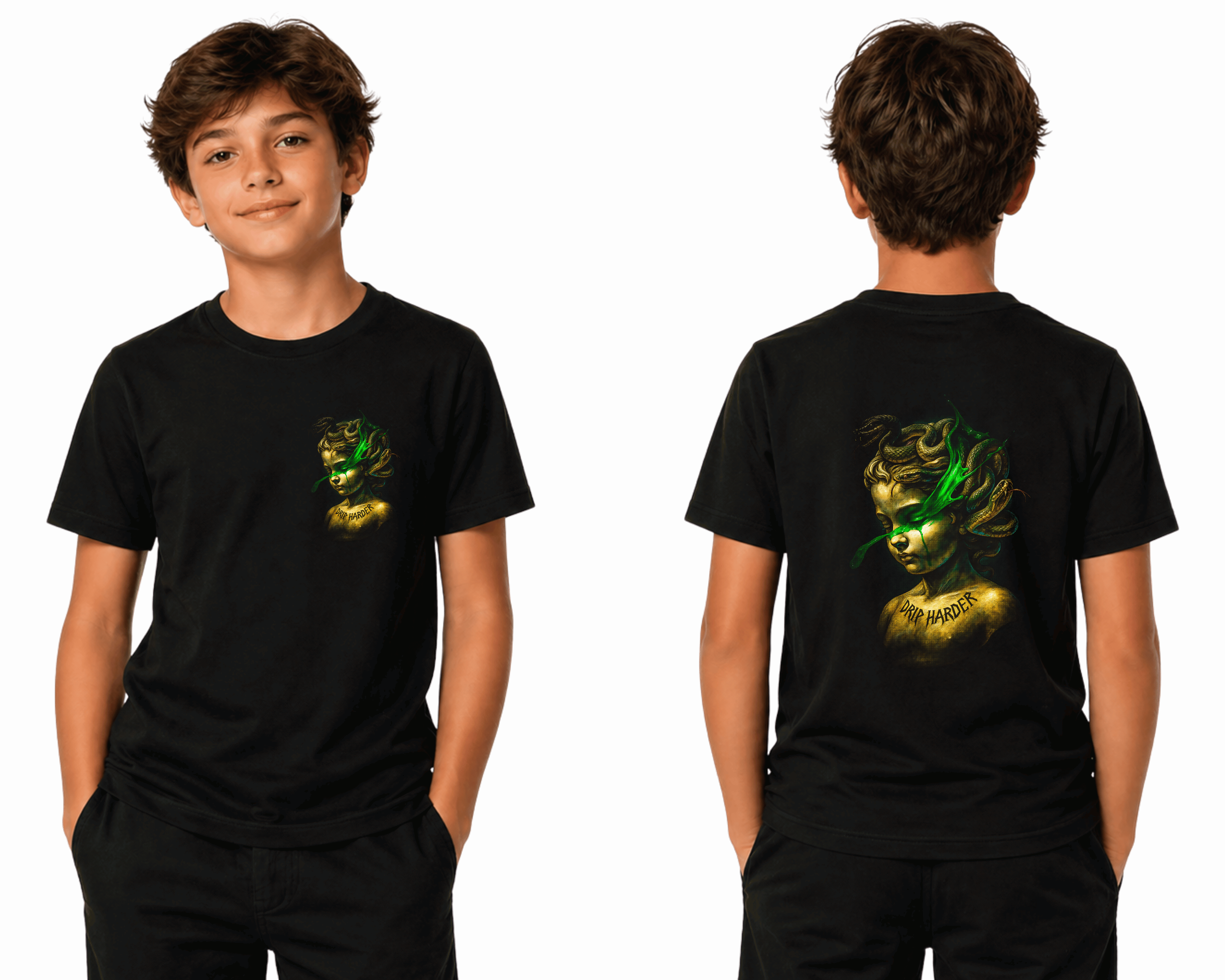 Drip Harder Medusa - Premium DTF Transfer Print for T-Shirts | Custom Heat Transfer Design Unisex | High Quality Shirt Printing | SAMZ 24