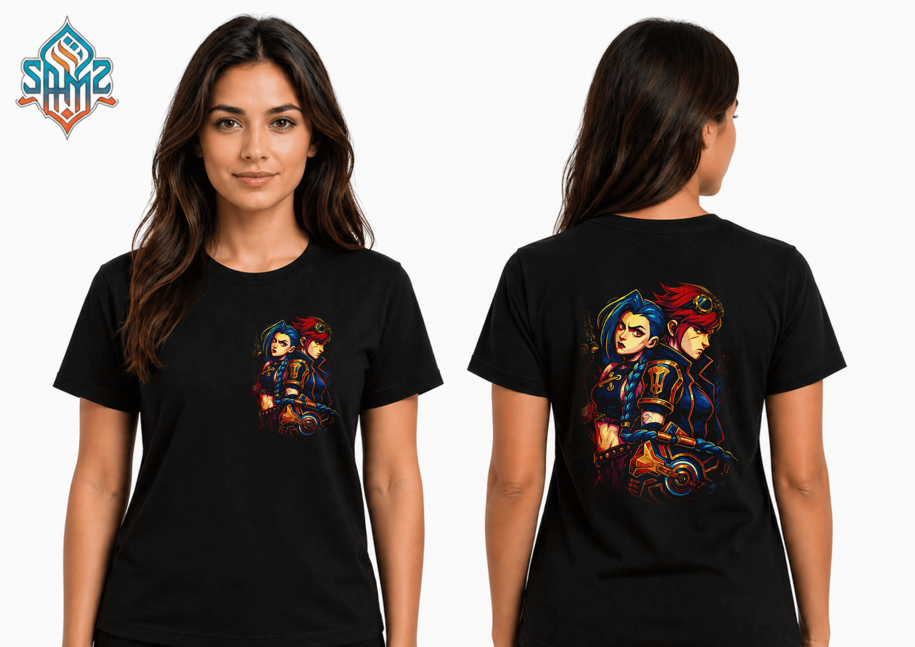 Jinx and Vi – Premium DTF Transfer Print for T-Shirts | Custom Heat Transfer Design Unisex | High Quality Shirt Printing | SAMZ 24
