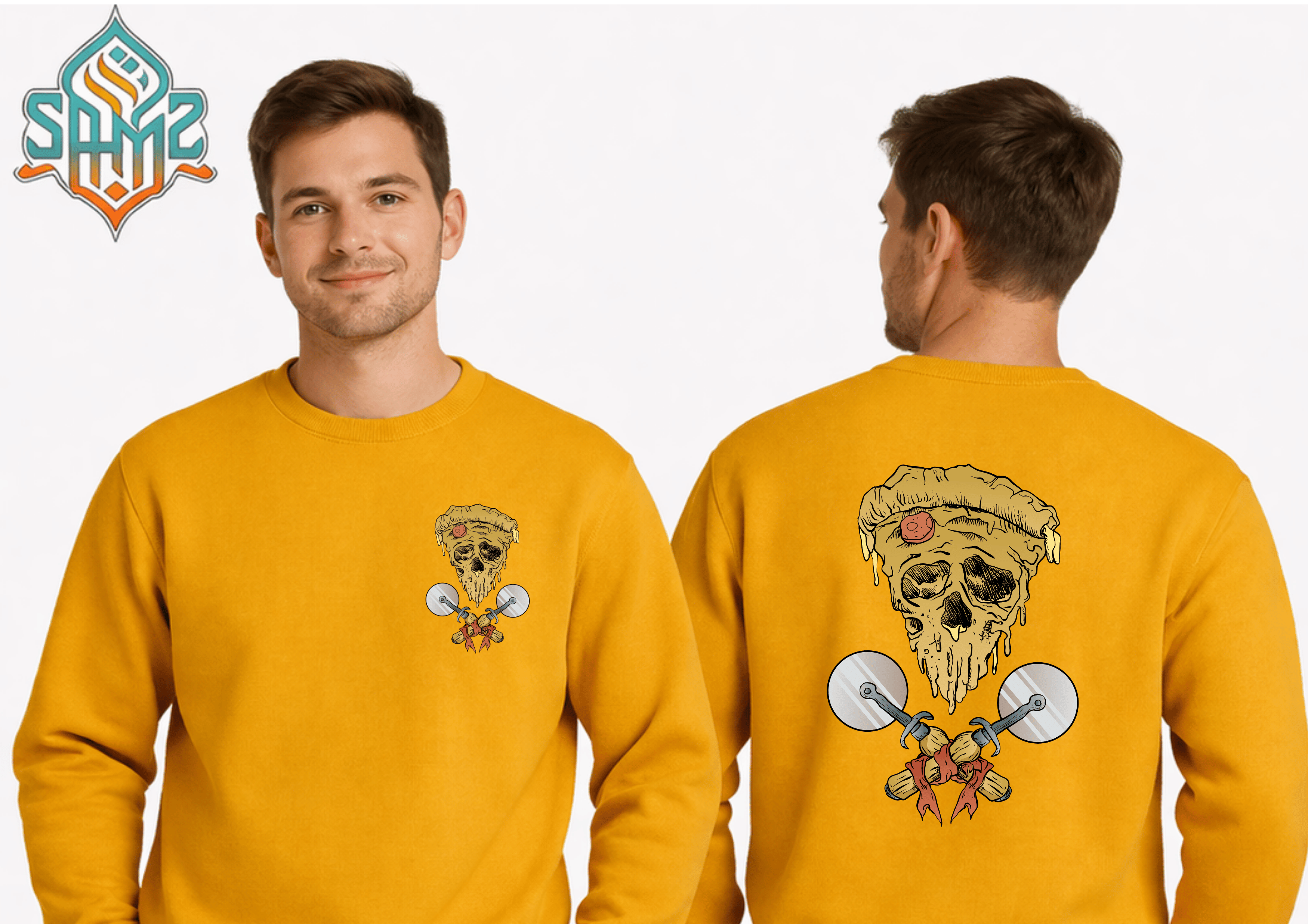 Pizza Skull Riders – Premium DTF Transfer Print for T-Shirts | Custom Heat Transfer Unisex | High Quality Shirt Printing | SAMZ 24