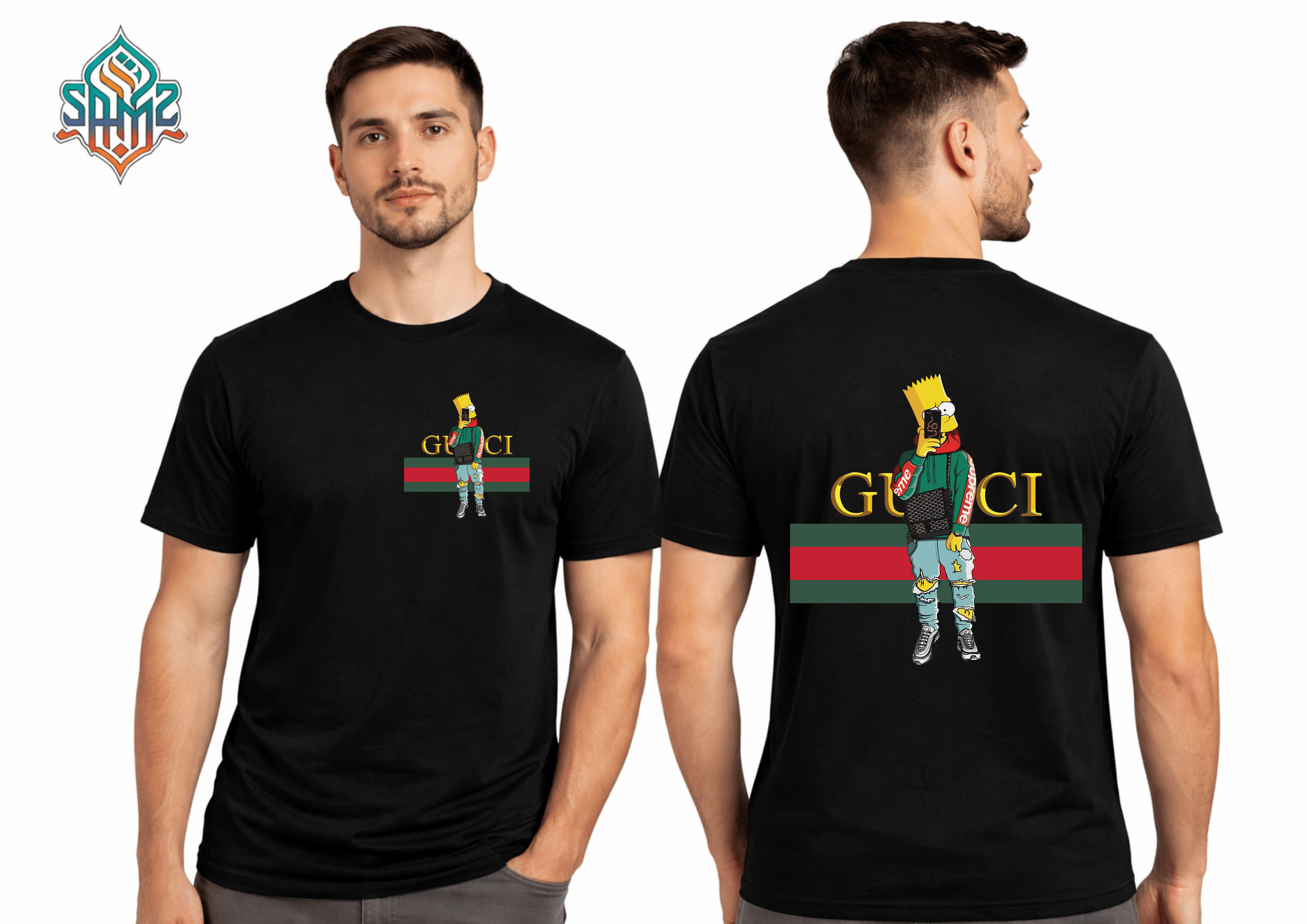 Bart Gucci – Premium DTF Transfer Print for T-Shirts | Custom Heat Transfer Design for Men Women Kids | High Quality Graphic Shirt Printing | SAMZ 24
