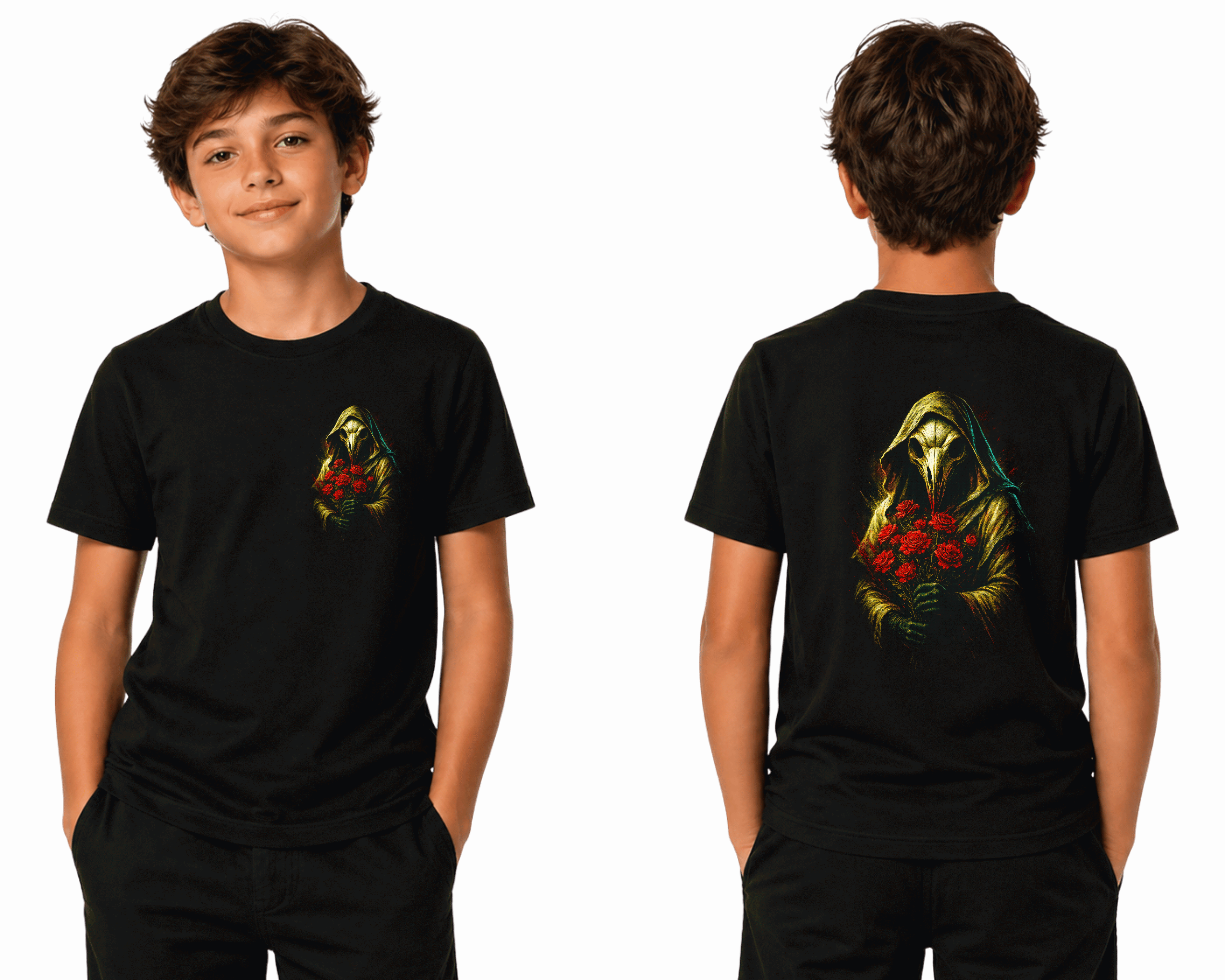 Plague Doctor with Flowers - Premium DTF Transfer Print for T-Shirts | Custom Heat Transfer Design Unisex | High Quality Shirt Printing | SAMZ 24