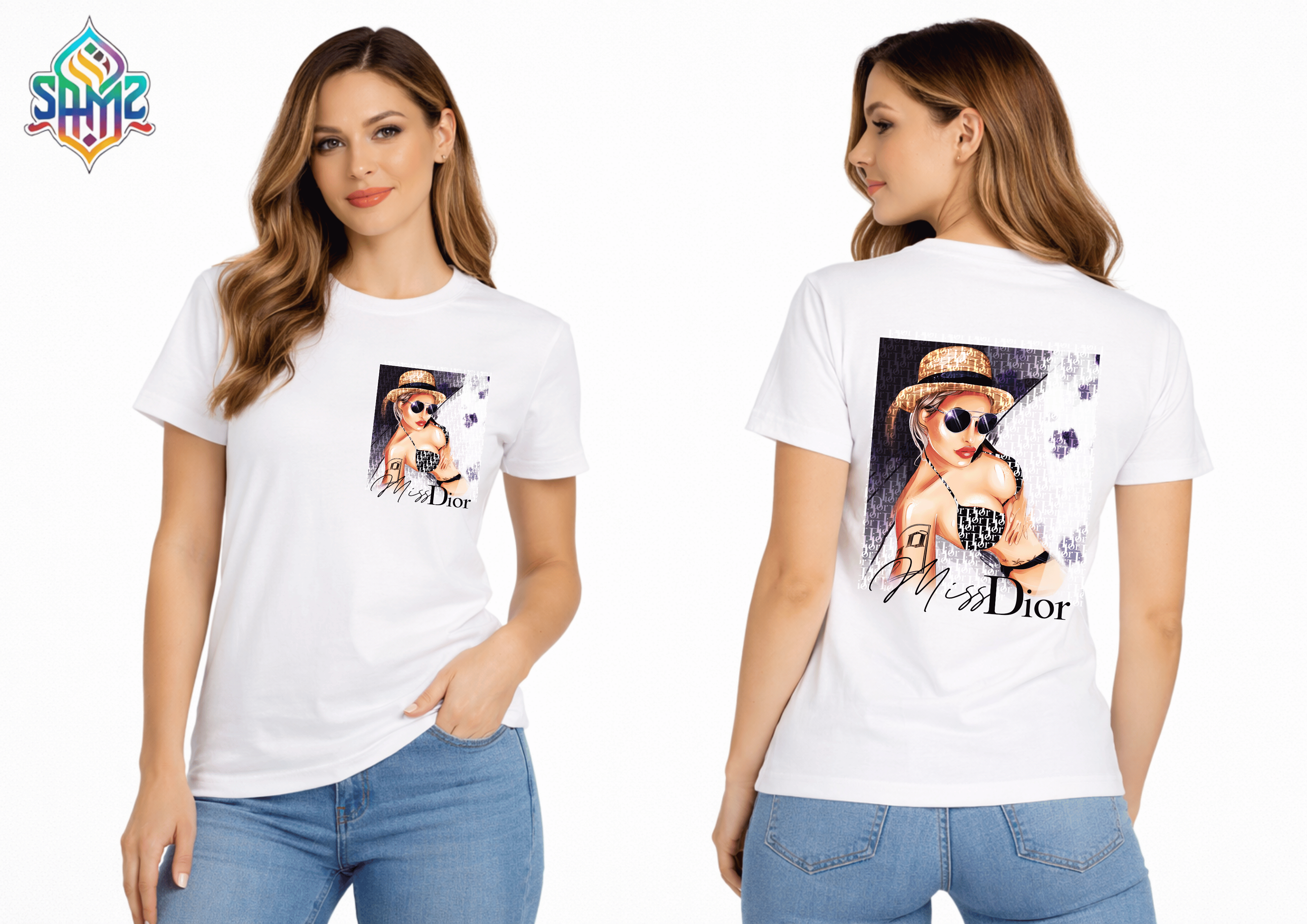 WOMAN DIOR – Premium DTF Transfer Print for T-Shirts | Custom Heat Transfer Design for Men Women Kids | High Quality Graphic Shirt Printing | SAMZ 24
