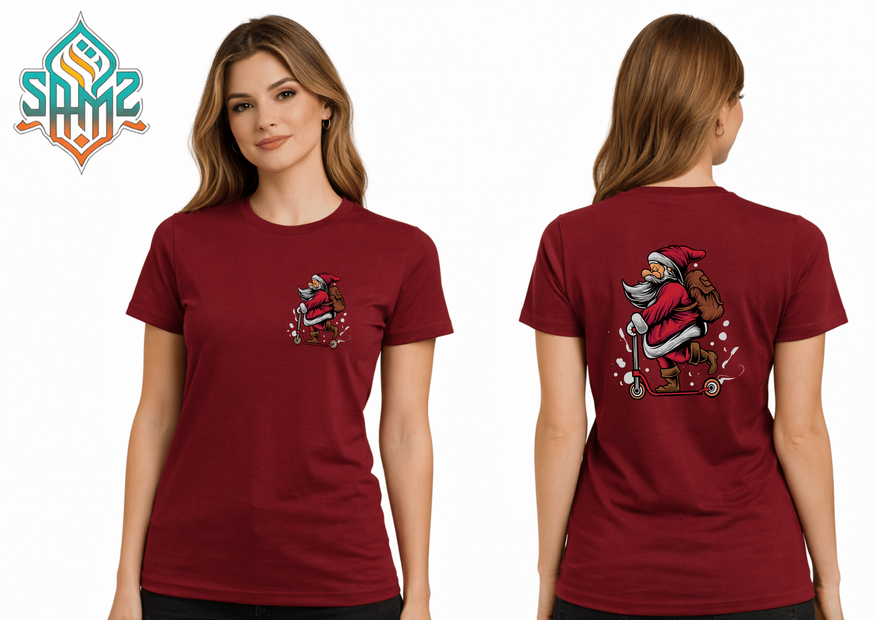 Santa Scooter – Premium DTF Transfer Print for T-Shirts | Custom Heat Transfer Unisex | High Quality Shirt Printing | SAMZ 24