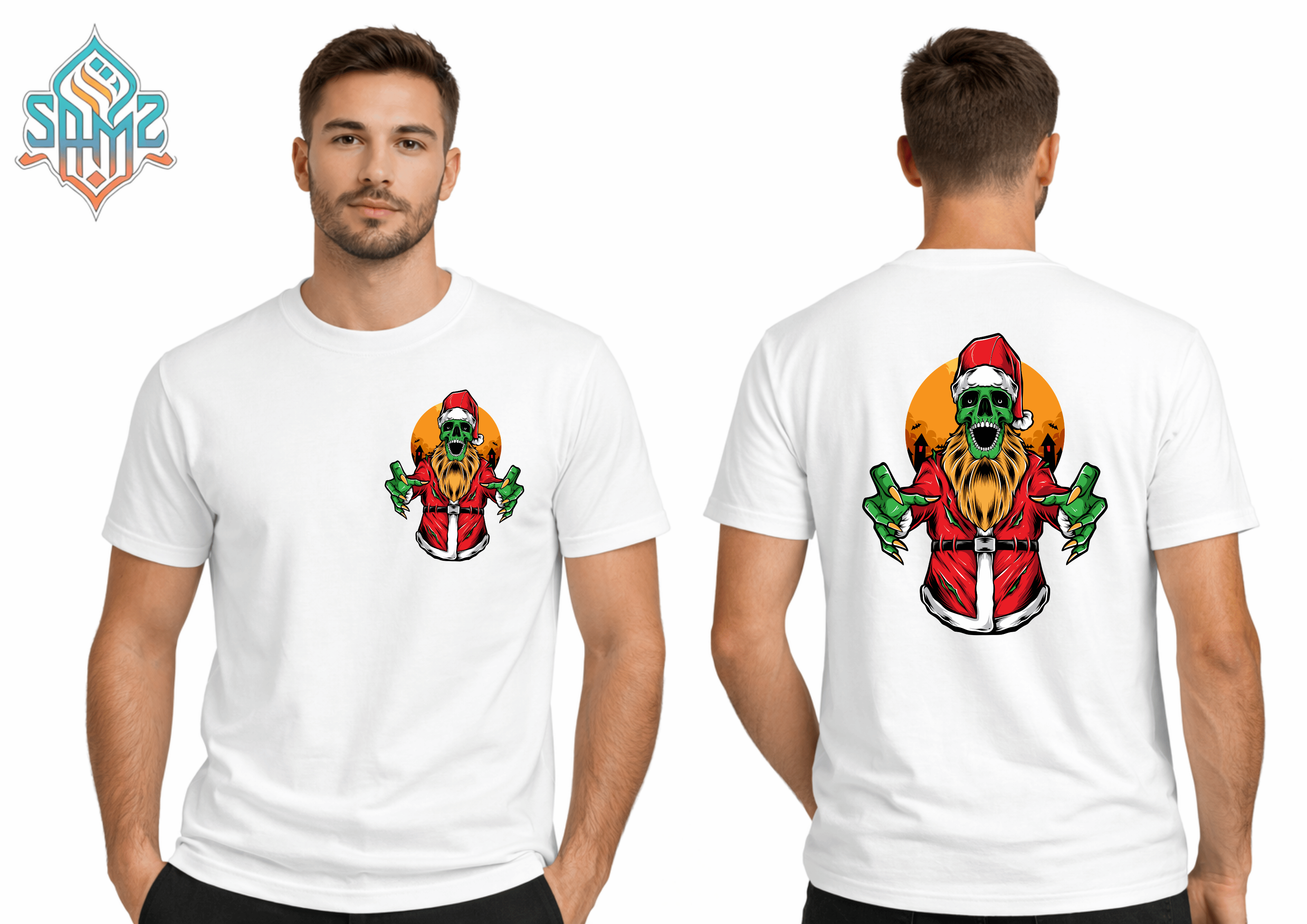 Skull Santa – Premium DTF Transfer Print for T-Shirts | Custom Heat Transfer Design Unisex | High Quality Shirt Printing | SAMZ 24