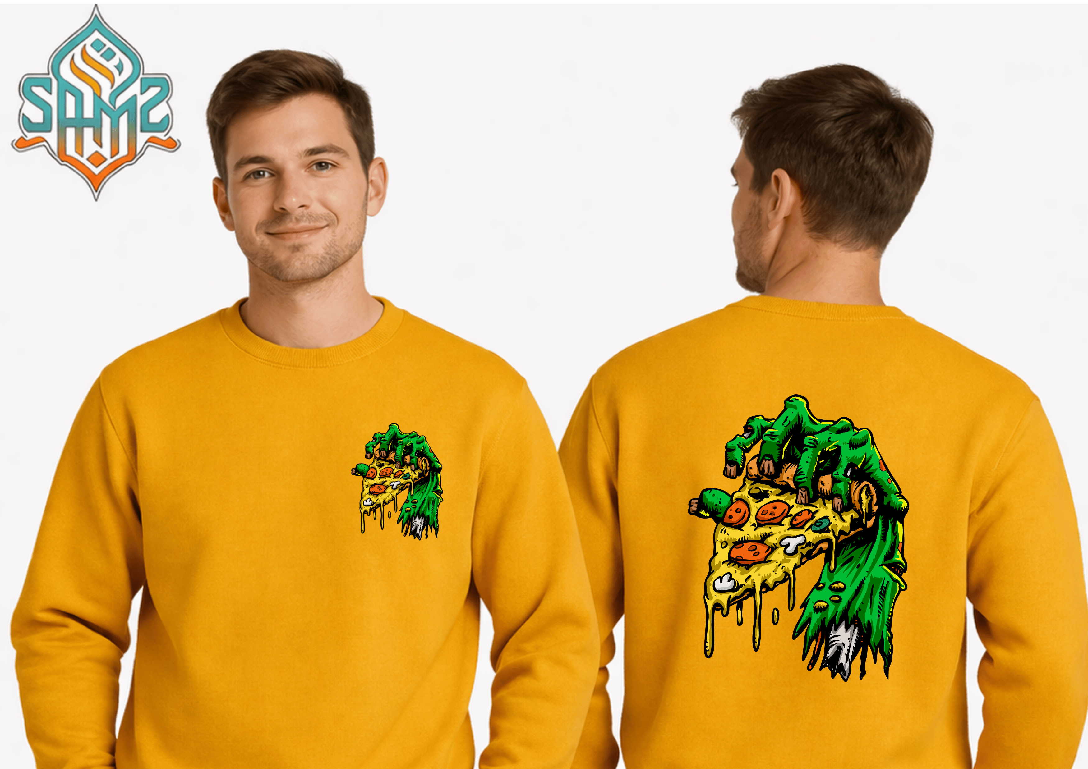 Monster Pizza Madness – Premium DTF Transfer Print for T-Shirts | Custom Heat Transfer Unisex | High Quality Shirt Printing | SAMZ 24