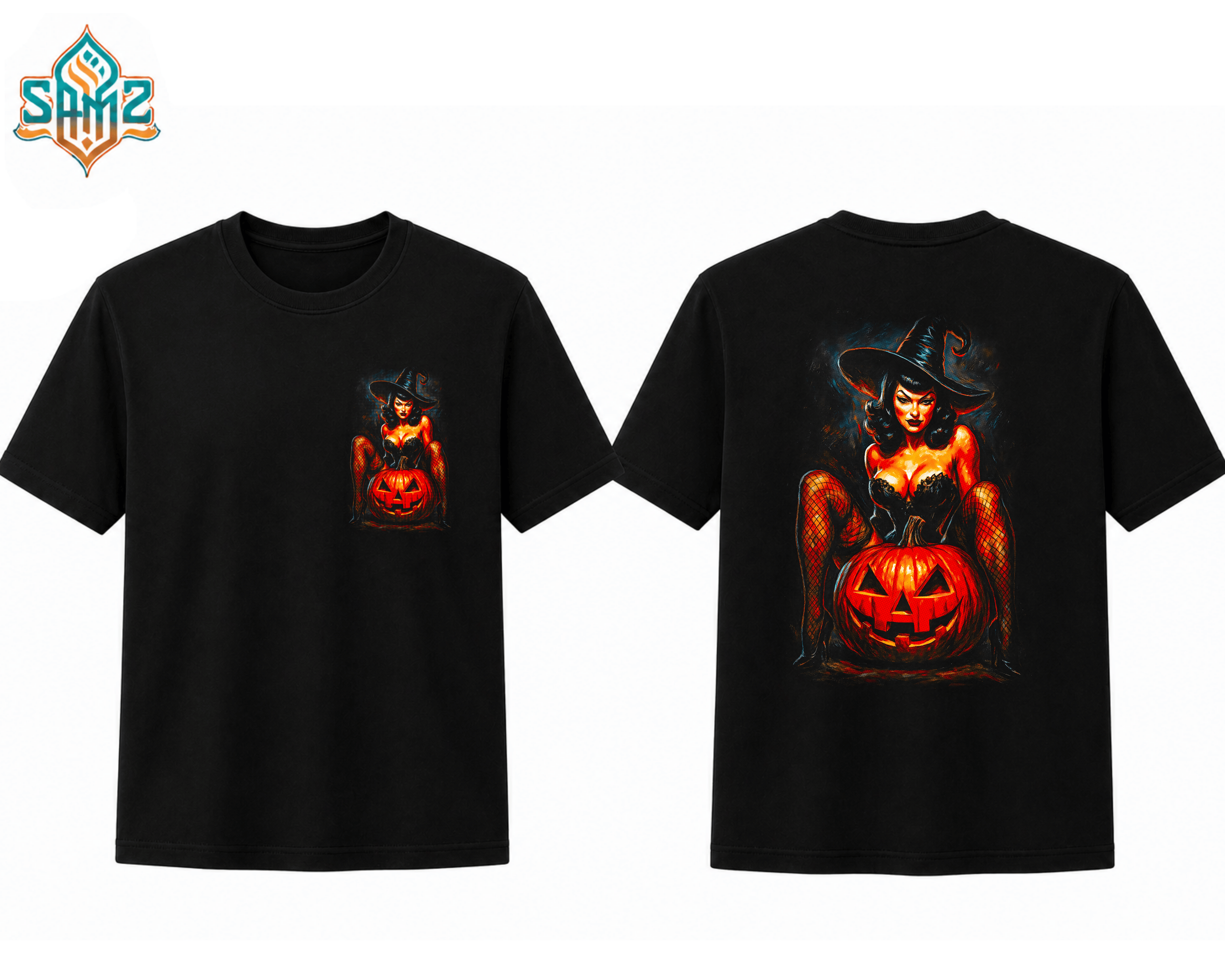 Pin-Up Witch – Premium DTF Transfer Print for T-Shirts | Custom Heat Transfer Design Unisex | High Quality Shirt Printing | SAMZ 24