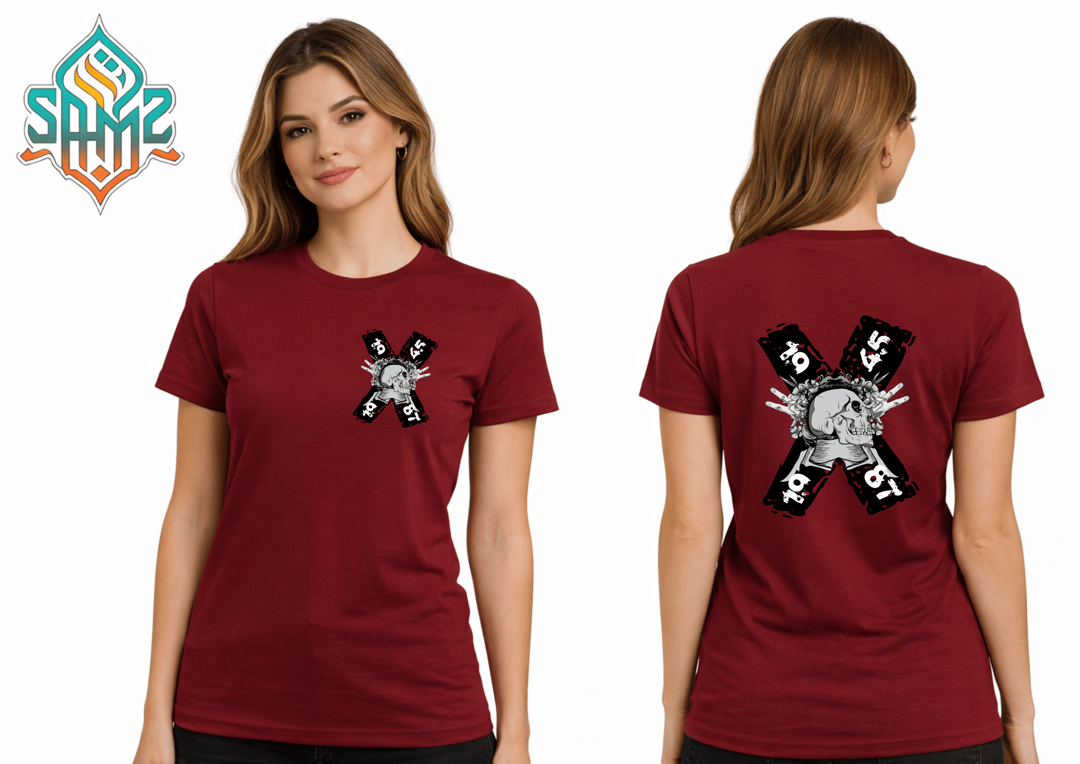Skull Floral Rebel – Premium DTF Transfer Print for T-Shirts | Custom Heat Transfer Unisex | High Quality Shirt Printing | SAMZ 24
