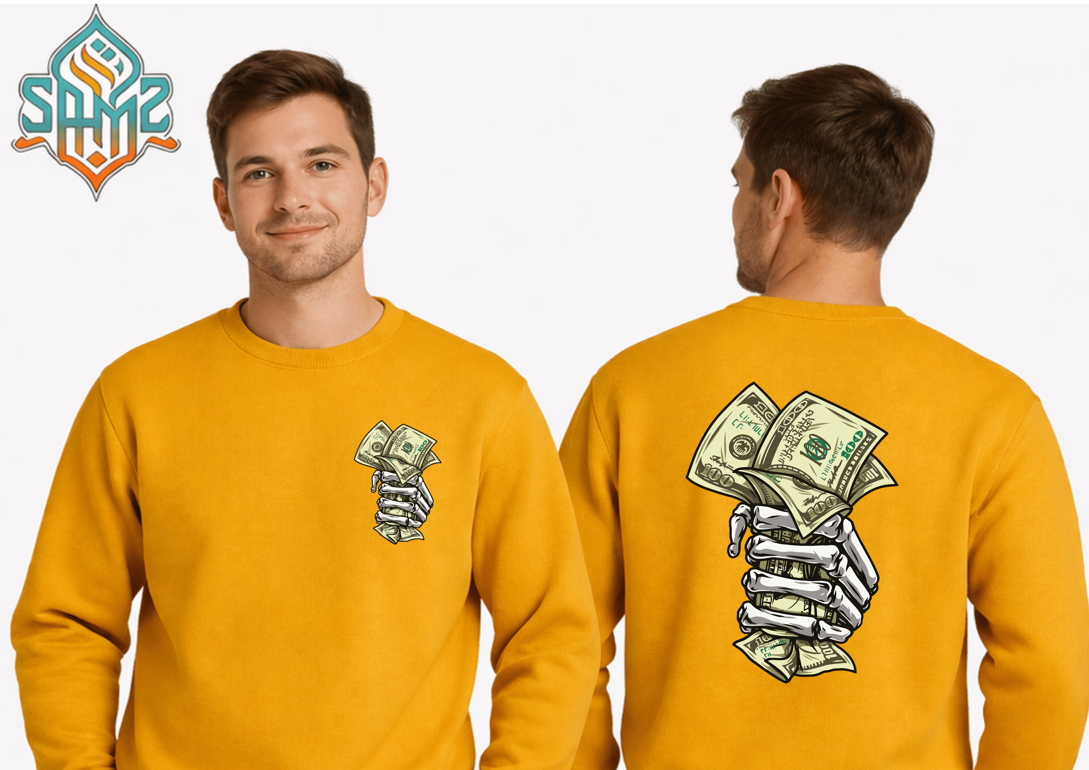 Money Grip Skeleton – Premium DTF Transfer Print for T-Shirts | Custom Heat Transfer Unisex | High Quality Shirt Printing | SAMZ 24