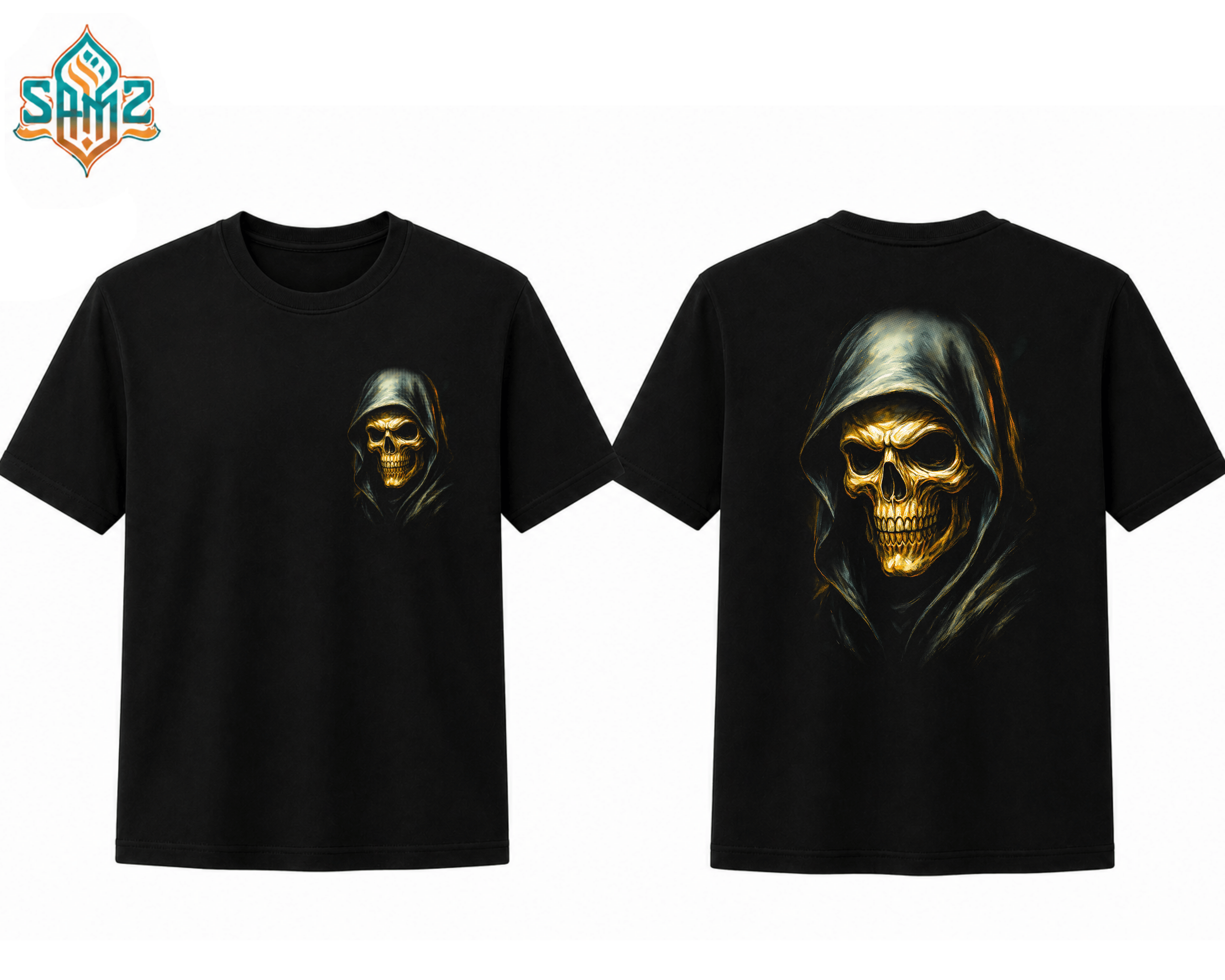 Hooded Skull – Premium DTF Transfer Print for T-Shirts | Custom Heat Transfer Design Unisex | High Quality Shirt Printing | SAMZ 24