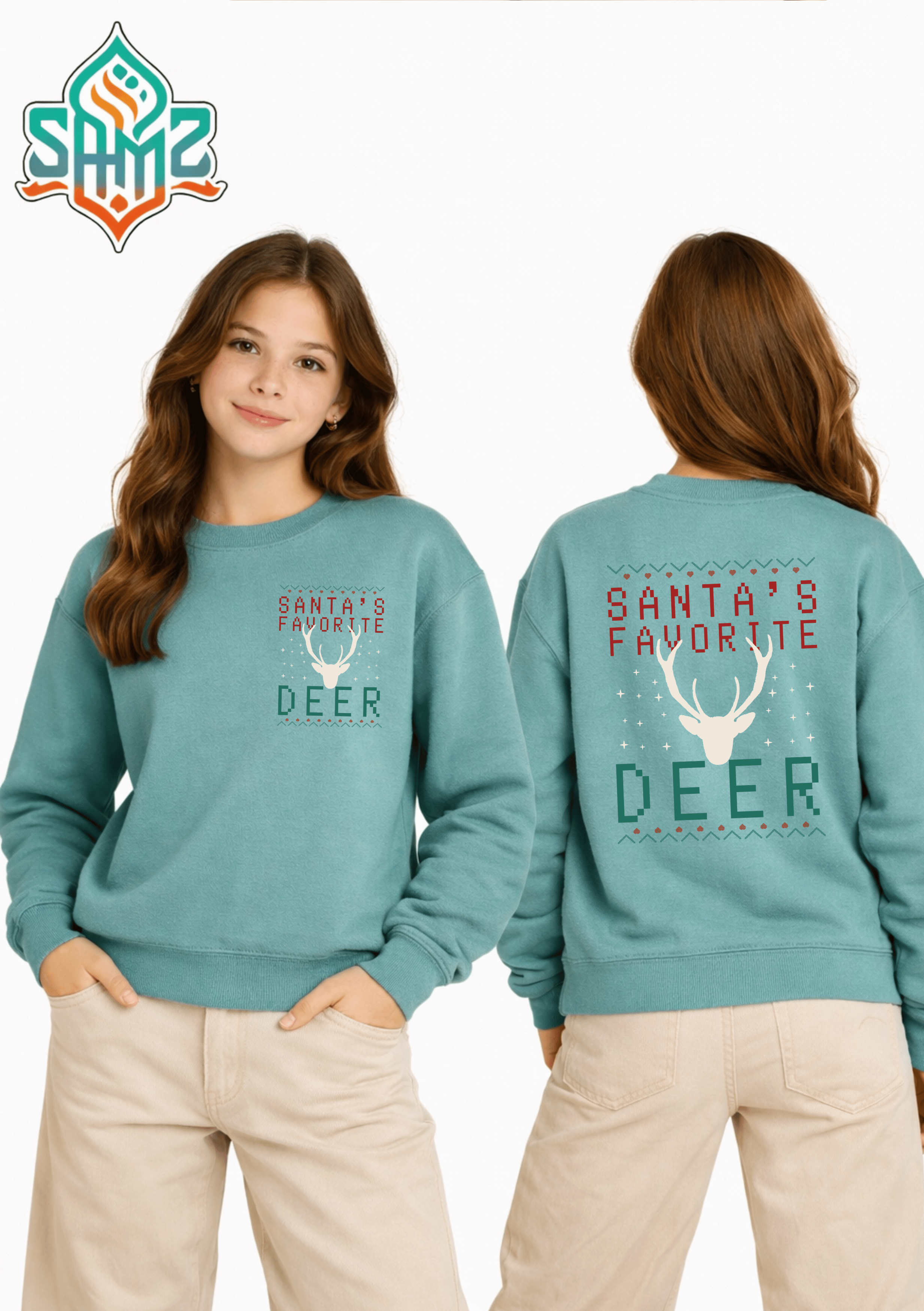 Santa’s Favorite Deer – Premium DTF Transfer Print for T-Shirts | Custom Heat Transfer Unisex | High Quality Shirt Printing | SAMZ 24