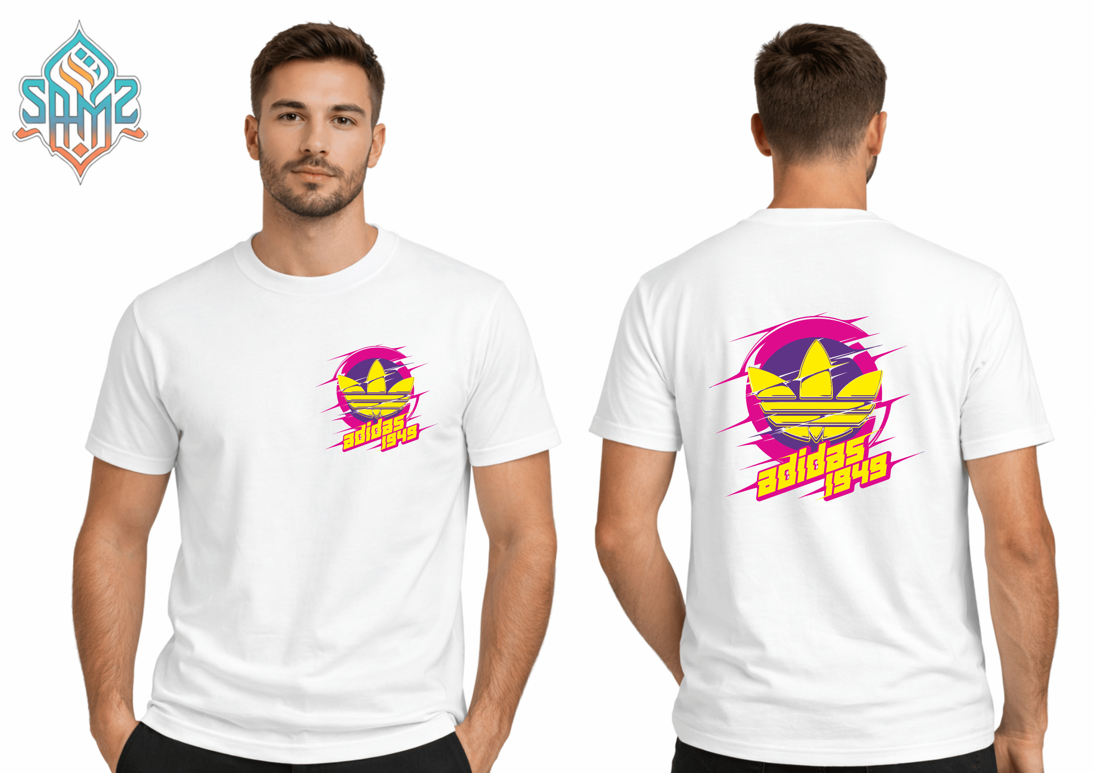 Adidas Neon Splash – Premium DTF Transfer Print for T-Shirts | Custom Heat Transfer Design Unisex | High Quality Shirt Printing | SAMZ 24