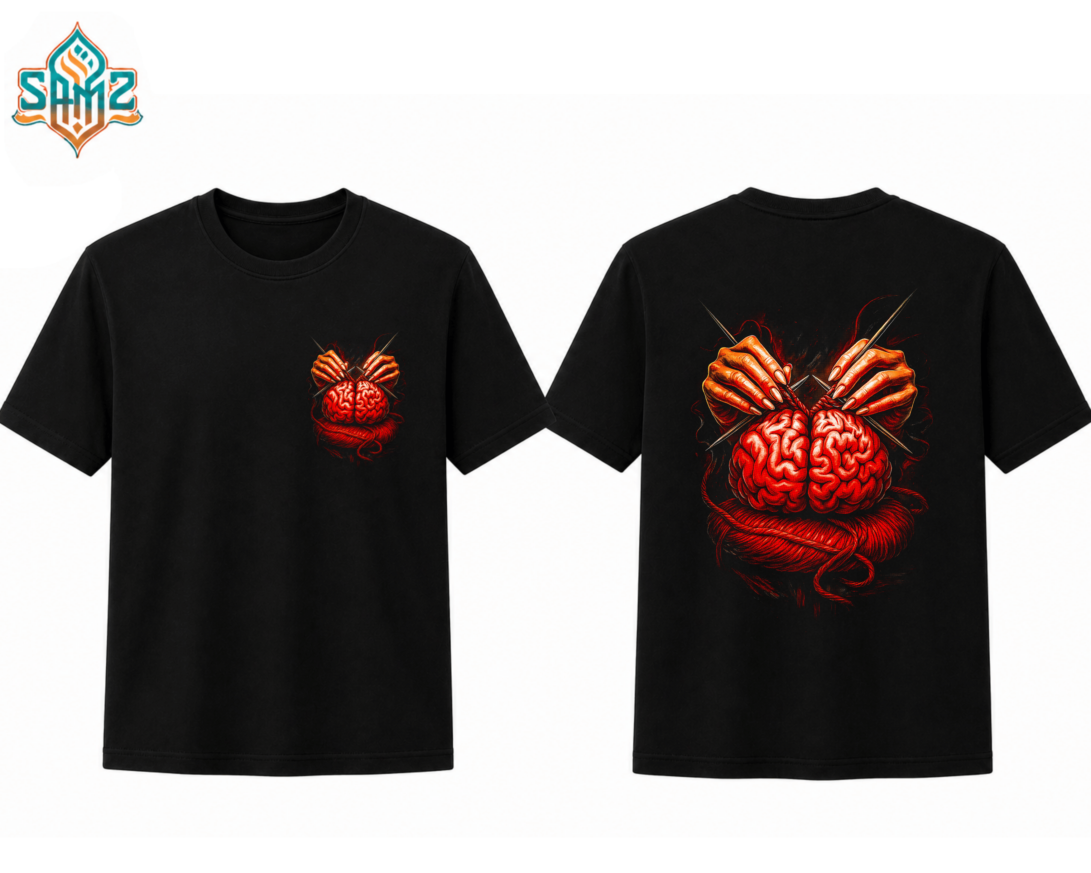 Brain Knitting – Premium DTF Transfer Print for T-Shirts | Custom Heat Transfer Design Unisex | High Quality Shirt Printing | SAMZ 24