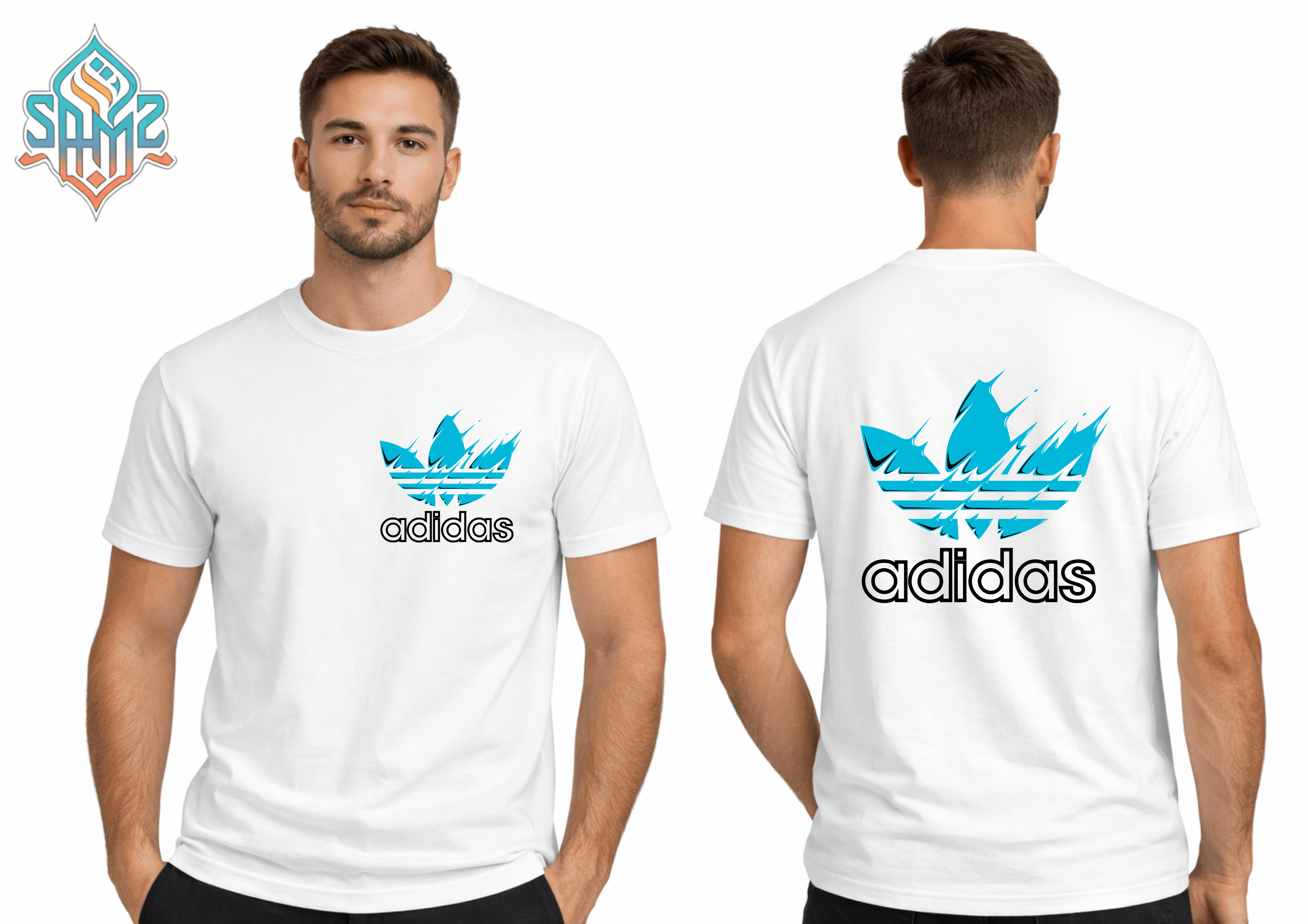 Adidas Trefoil Blue Color – Premium DTF Transfer Print for T-Shirts | Custom Heat Transfer Design Unisex | High Quality Shirt Printing | SAMZ 24