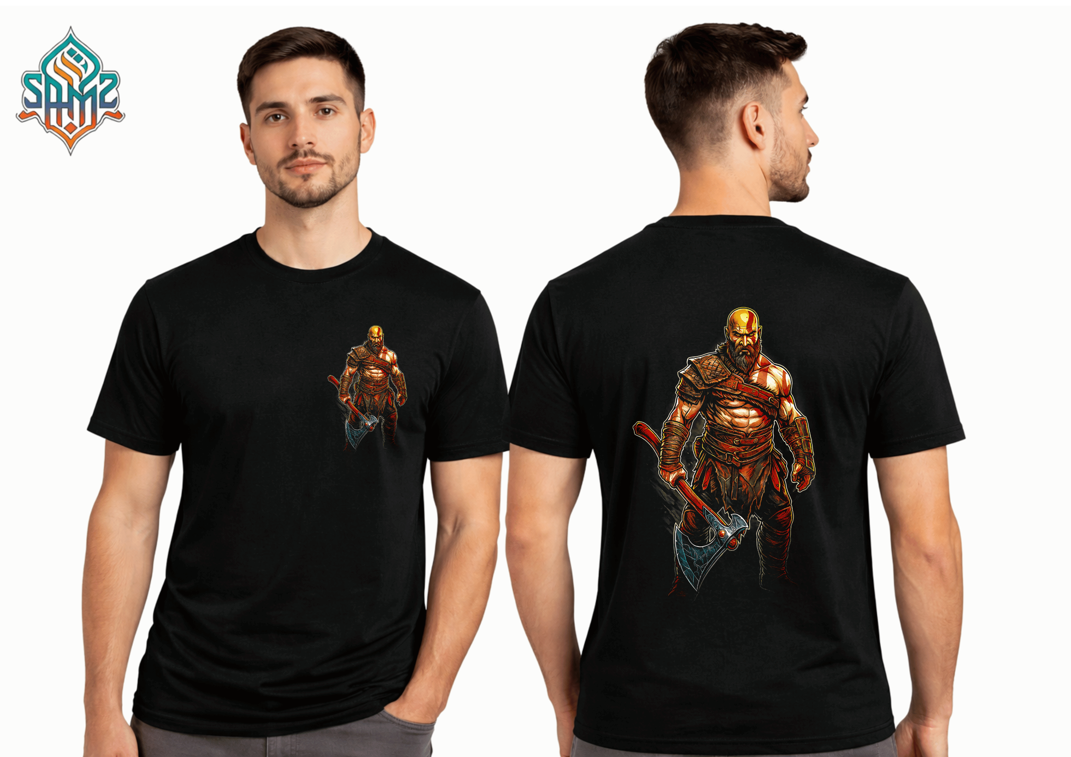 God of War Kratos Style Warrior – Premium DTF Transfer Print for T-Shirts | Custom Heat Transfer Design Unisex | High Quality Shirt Printing | SAMZ 24