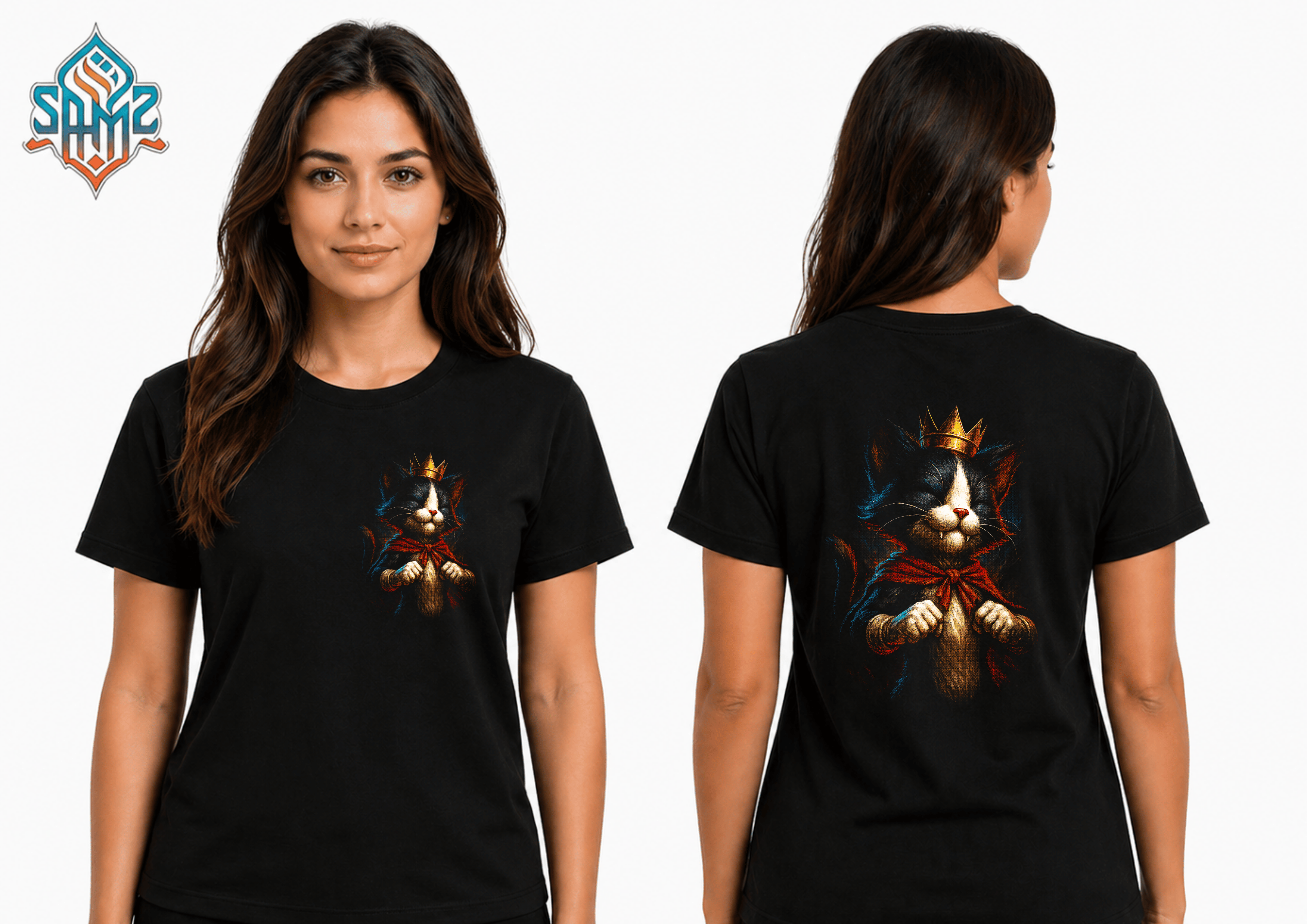 Cat With Crown – Premium DTF Transfer Print for T-Shirts | Custom Heat Transfer Design Unisex | High Quality Shirt Printing | SAMZ 24