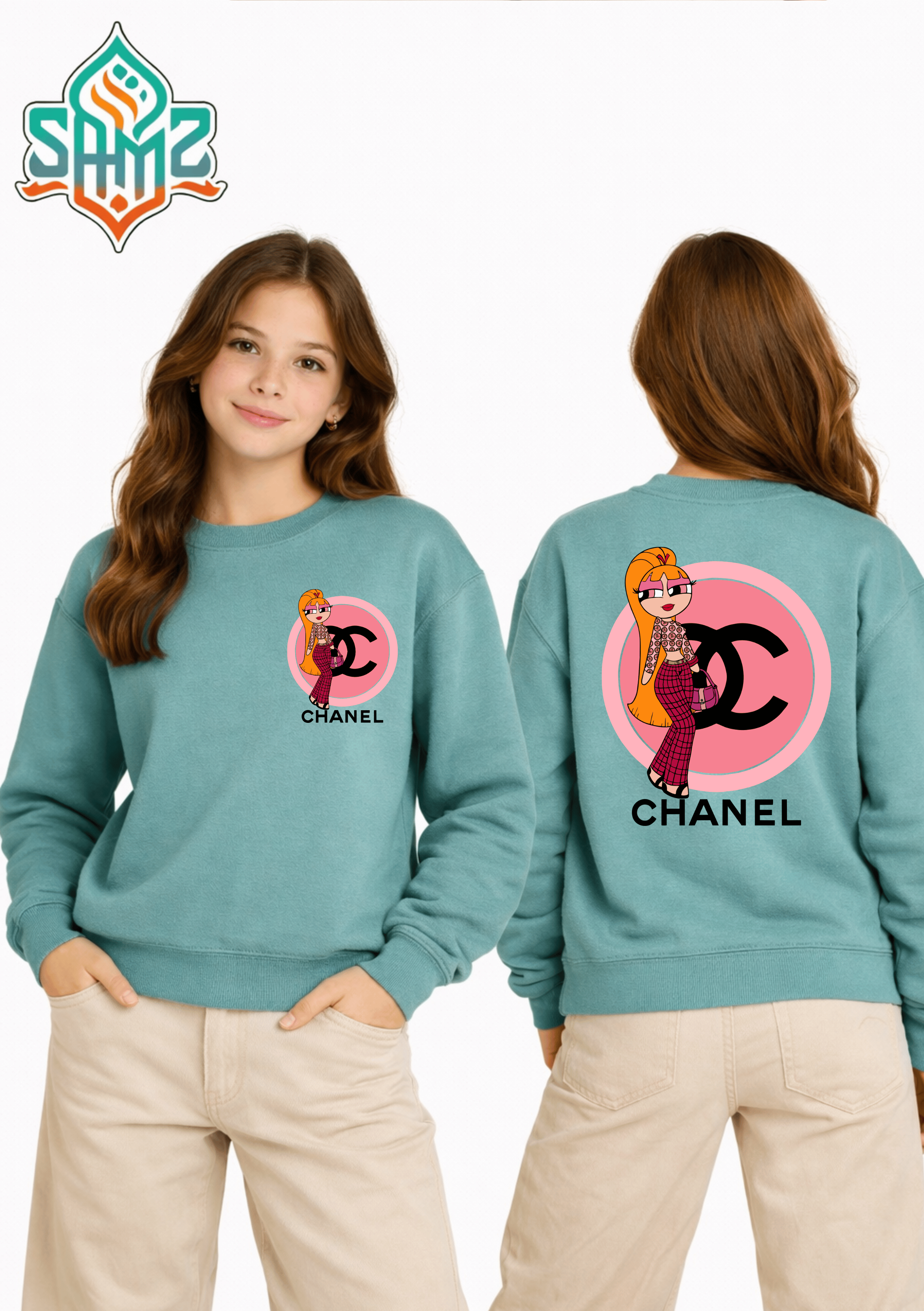 Chanel Cartoon Fashion Girl – Premium DTF Transfer Print for T-Shirts | Custom Heat Transfer Unisex | High Quality Shirt Printing | SAMZ 24