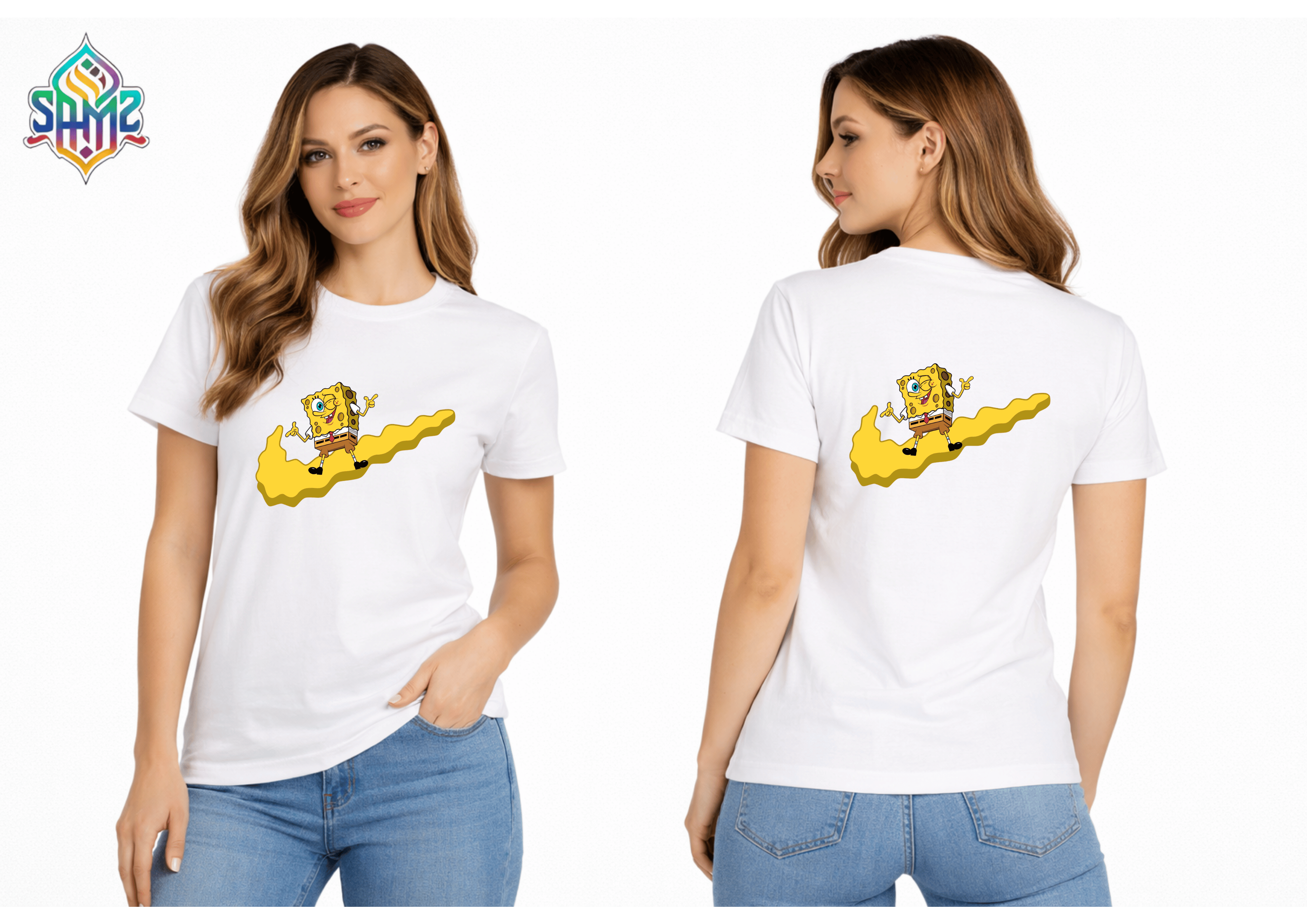 Sponge Bob Nike Design – Premium DTF Transfer Print for T-Shirts | Custom Heat Transfer Design for Men Women Kids | High Quality Graphic Shirt Printing | SAMZ 24