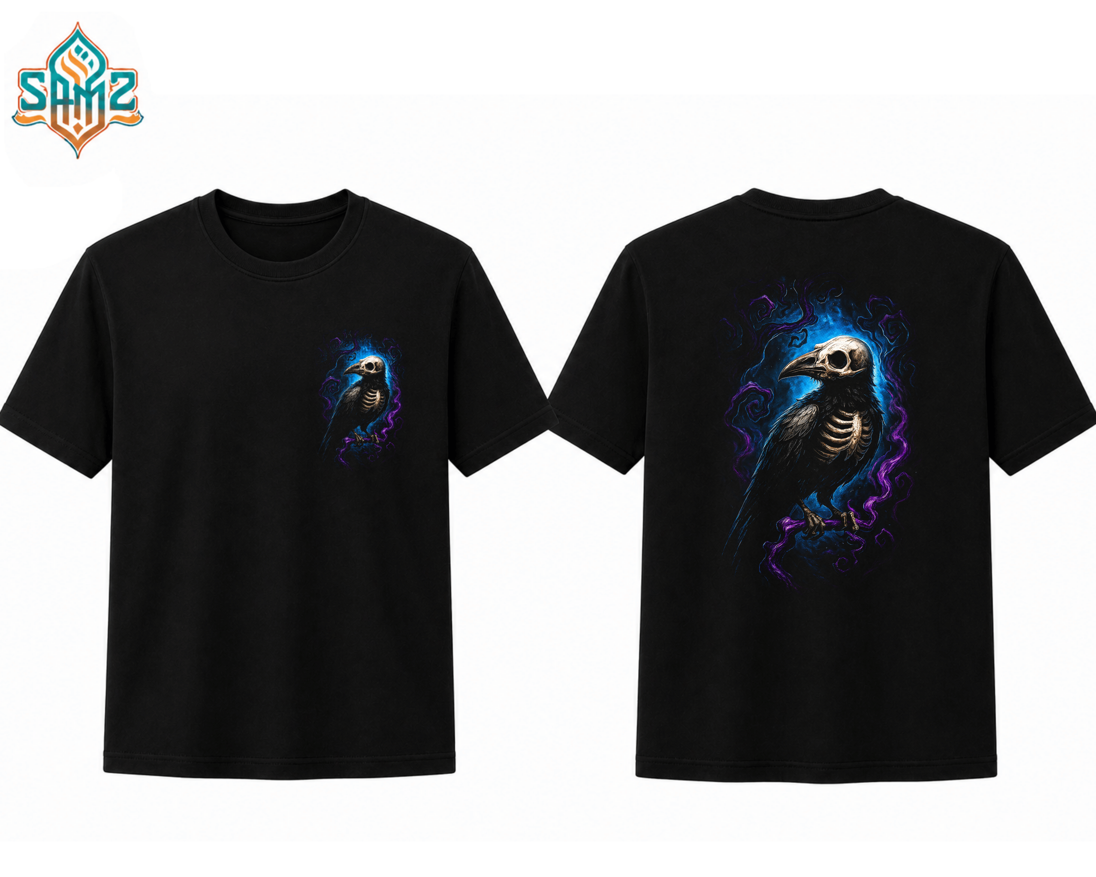 Majestic Raven Art – Premium DTF Transfer Print for T-Shirts | Custom Heat Transfer Design Unisex | High Quality Shirt Printing | SAMZ 24