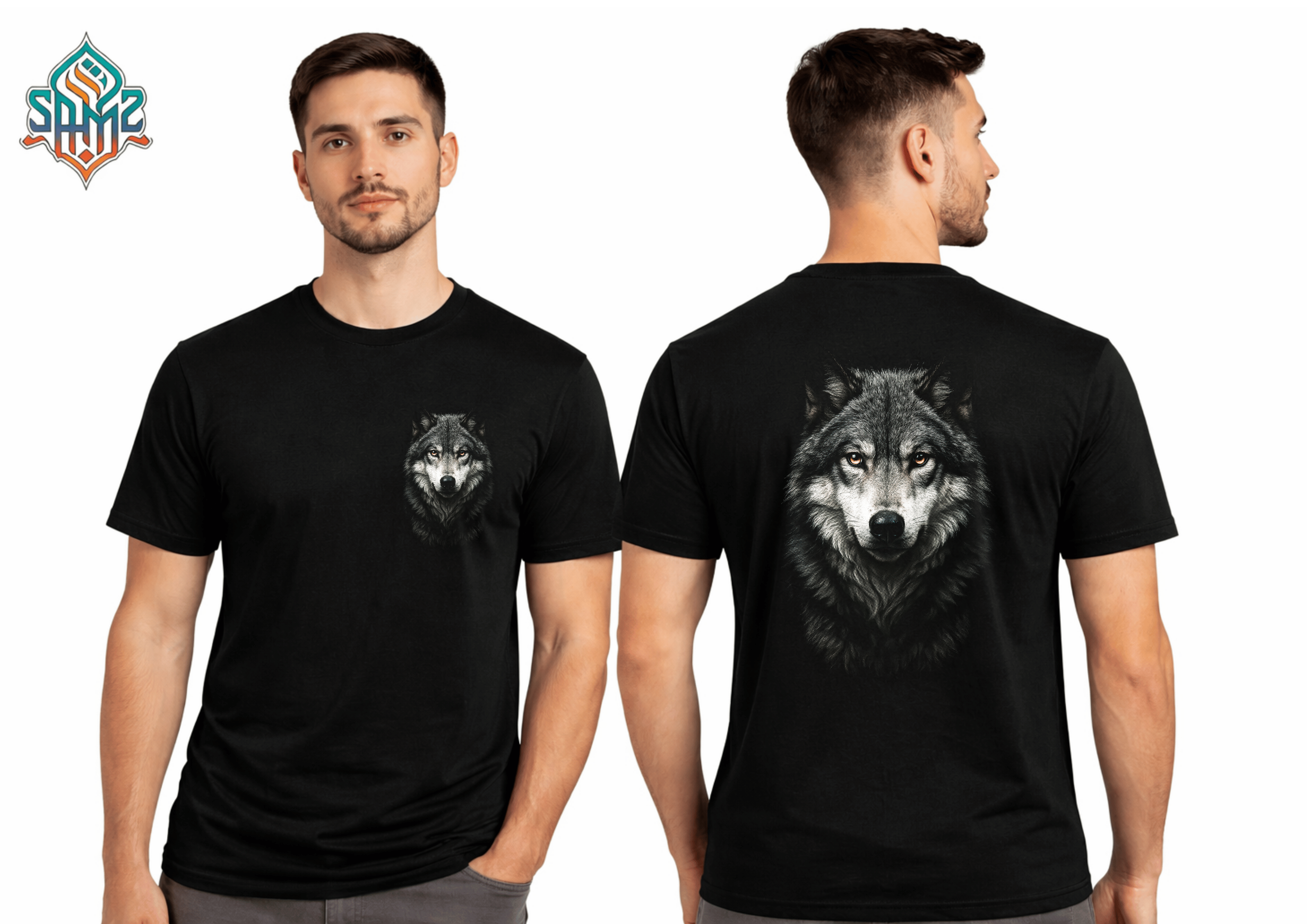 Majestic Wolf Portrait – Premium DTF Transfer Print for T-Shirts | Custom Heat Transfer Design Unisex | High Quality Shirt Printing | SAMZ 24