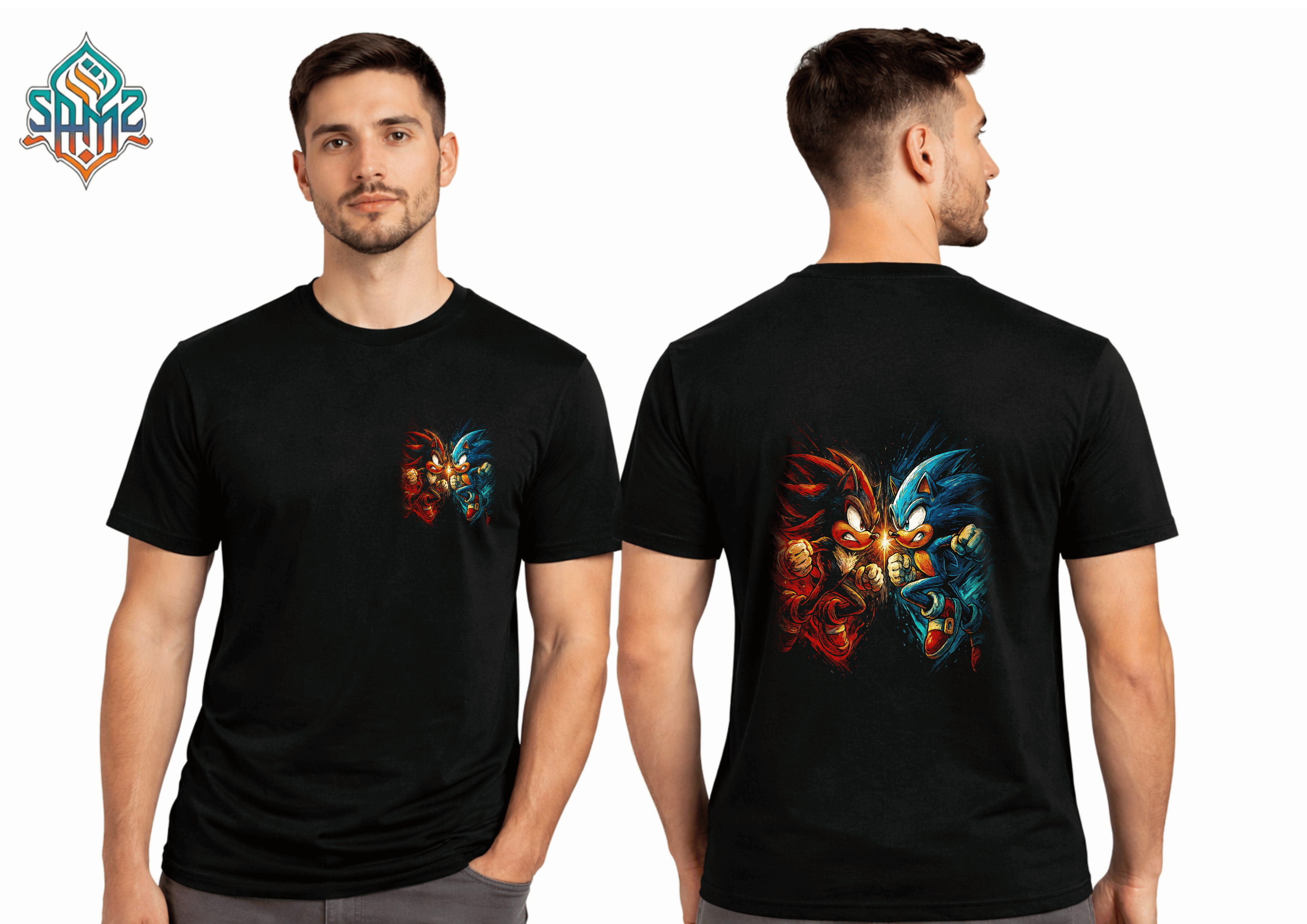 Sonic vs Shadow Clash – Premium DTF Transfer Print for T-Shirts | Custom Heat Transfer Design Unisex | High Quality Shirt Printing | SAMZ 24