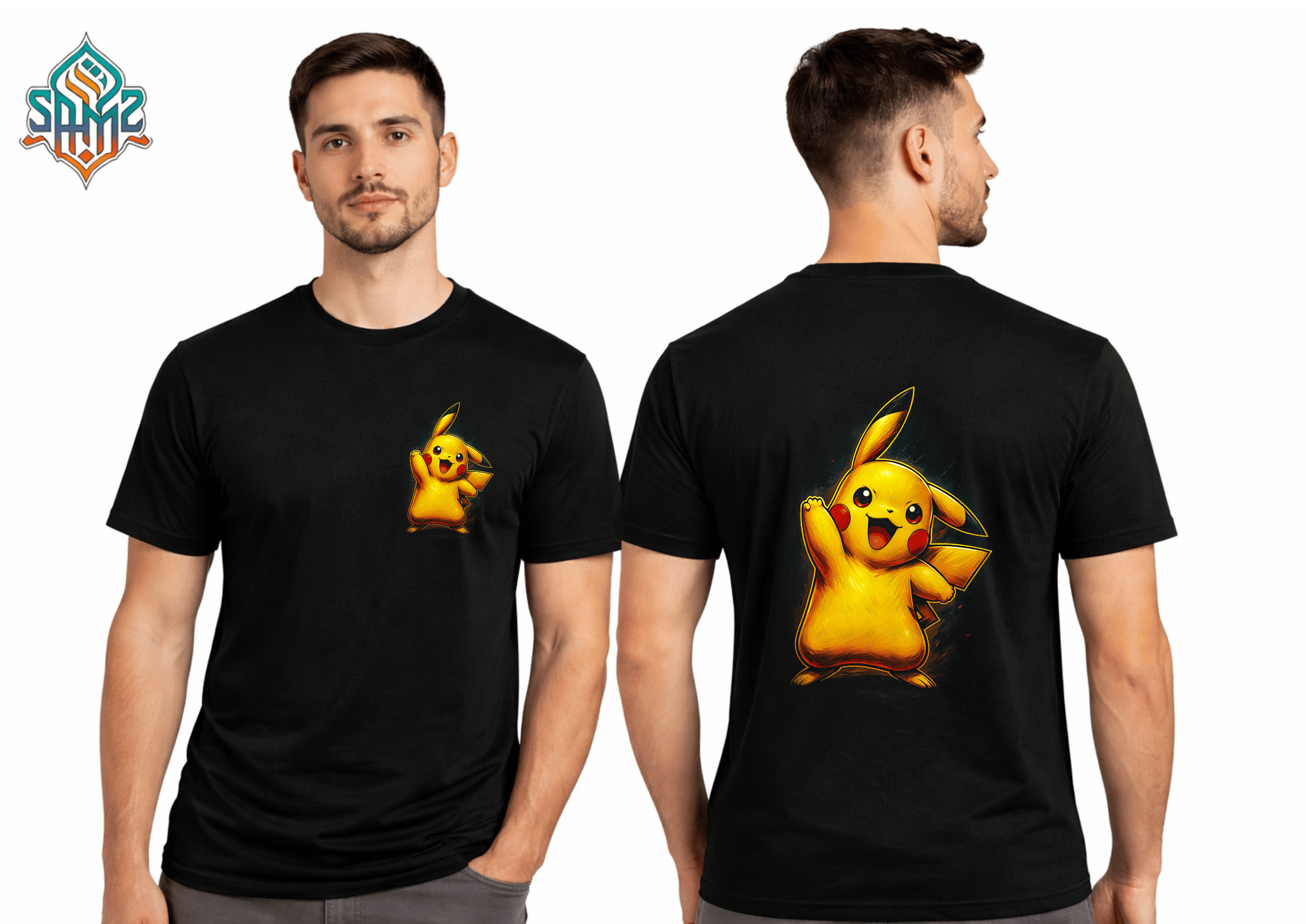 Cute Pikachu Happy Pose – Premium DTF Transfer Print for T-Shirts | Custom Heat Transfer Design Unisex | High Quality Shirt Printing | SAMZ 24