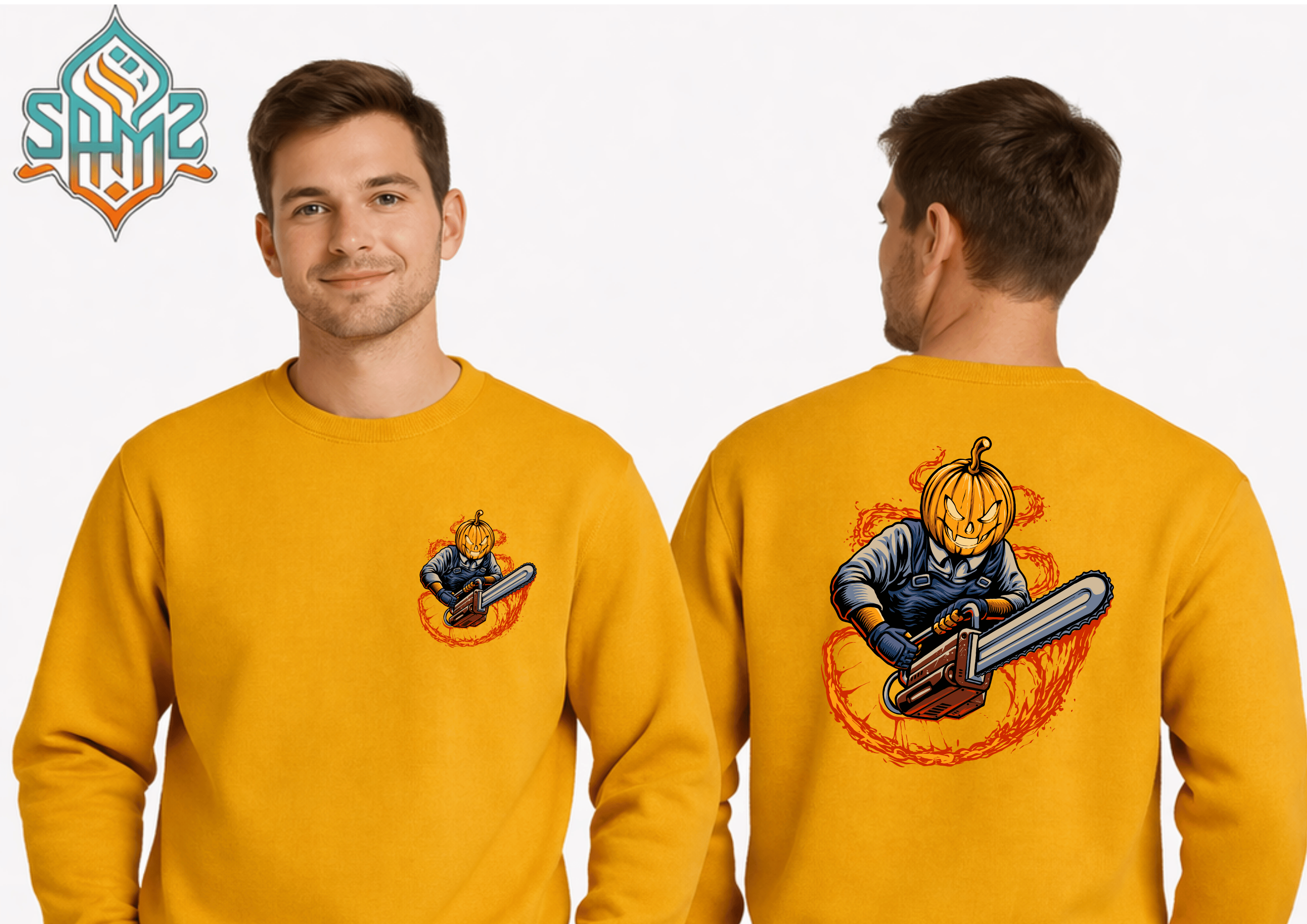 Chainsaw Pumpkin Slayer  – Premium DTF Transfer Print for T-Shirts | Custom Heat Transfer Unisex | High Quality Shirt Printing | SAMZ 24