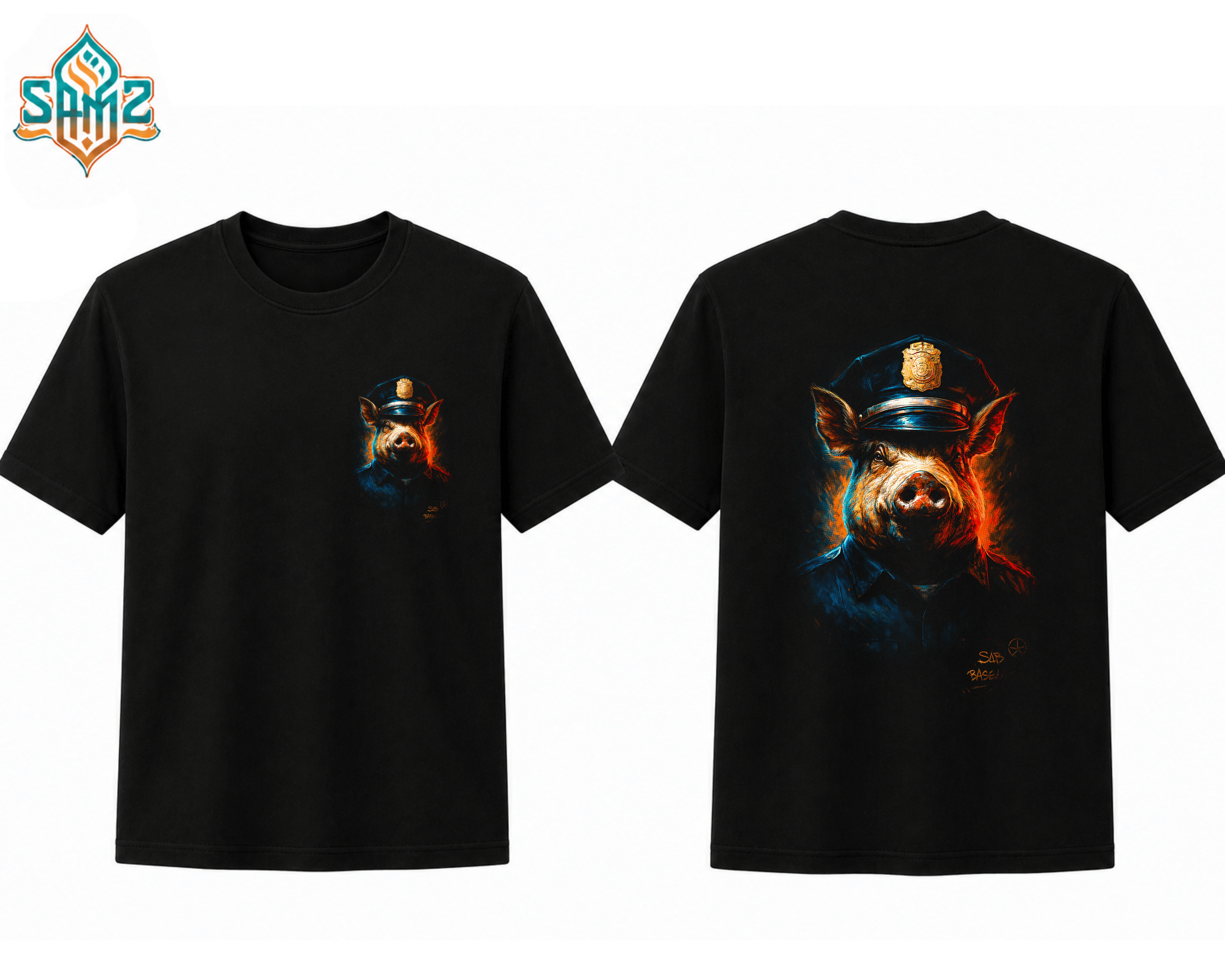 Piggy Cop Bold Print – Premium DTF Transfer Print for T-Shirts | Custom Heat Transfer Design Unisex | High Quality Shirt Printing | SAMZ 24