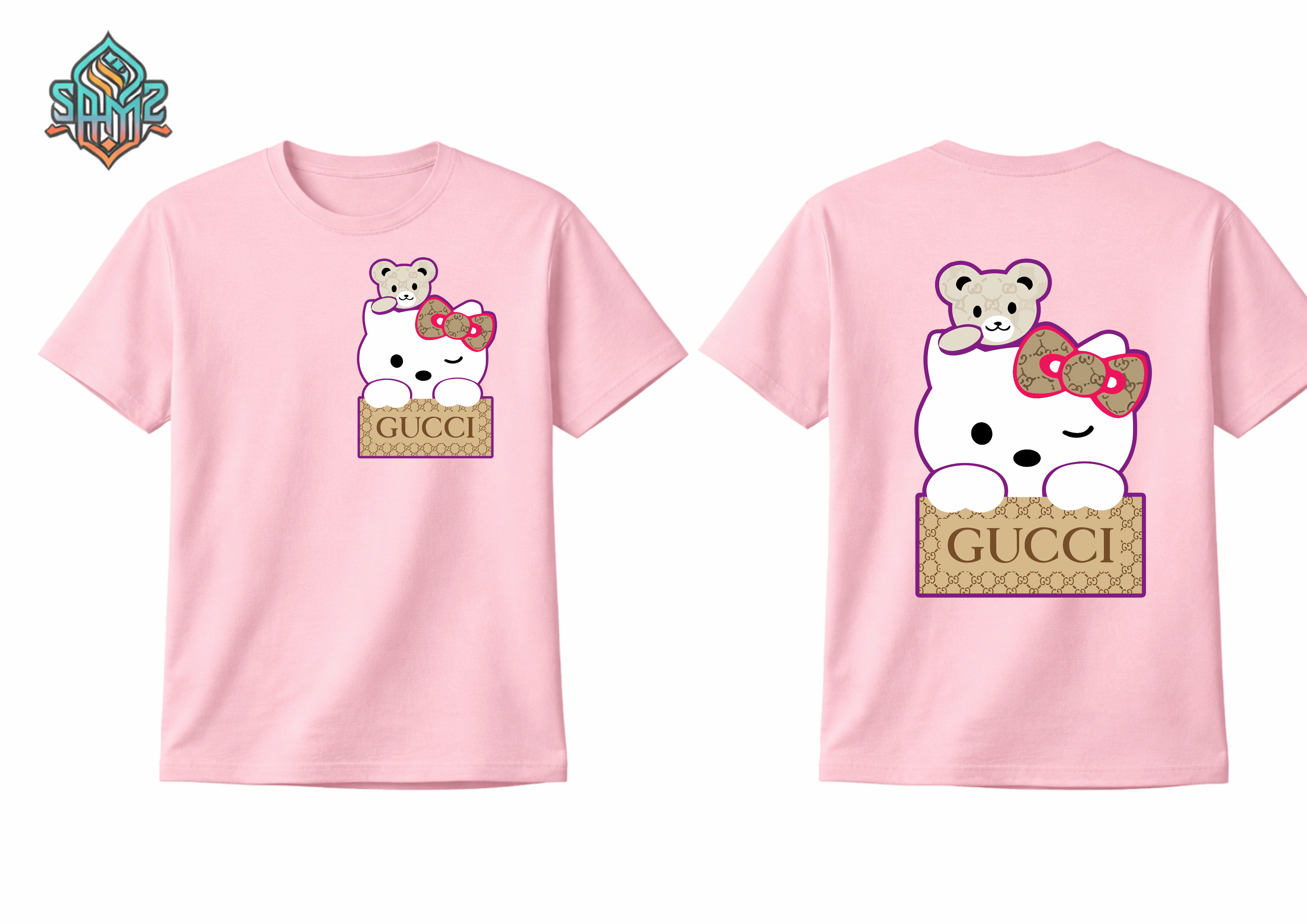 Hello Kitty Gucci – Premium DTF Transfer Print for T-Shirts | Custom Heat Transfer Design for Men Women Kids | High Quality Graphic Shirt Printing | SAMZ 24