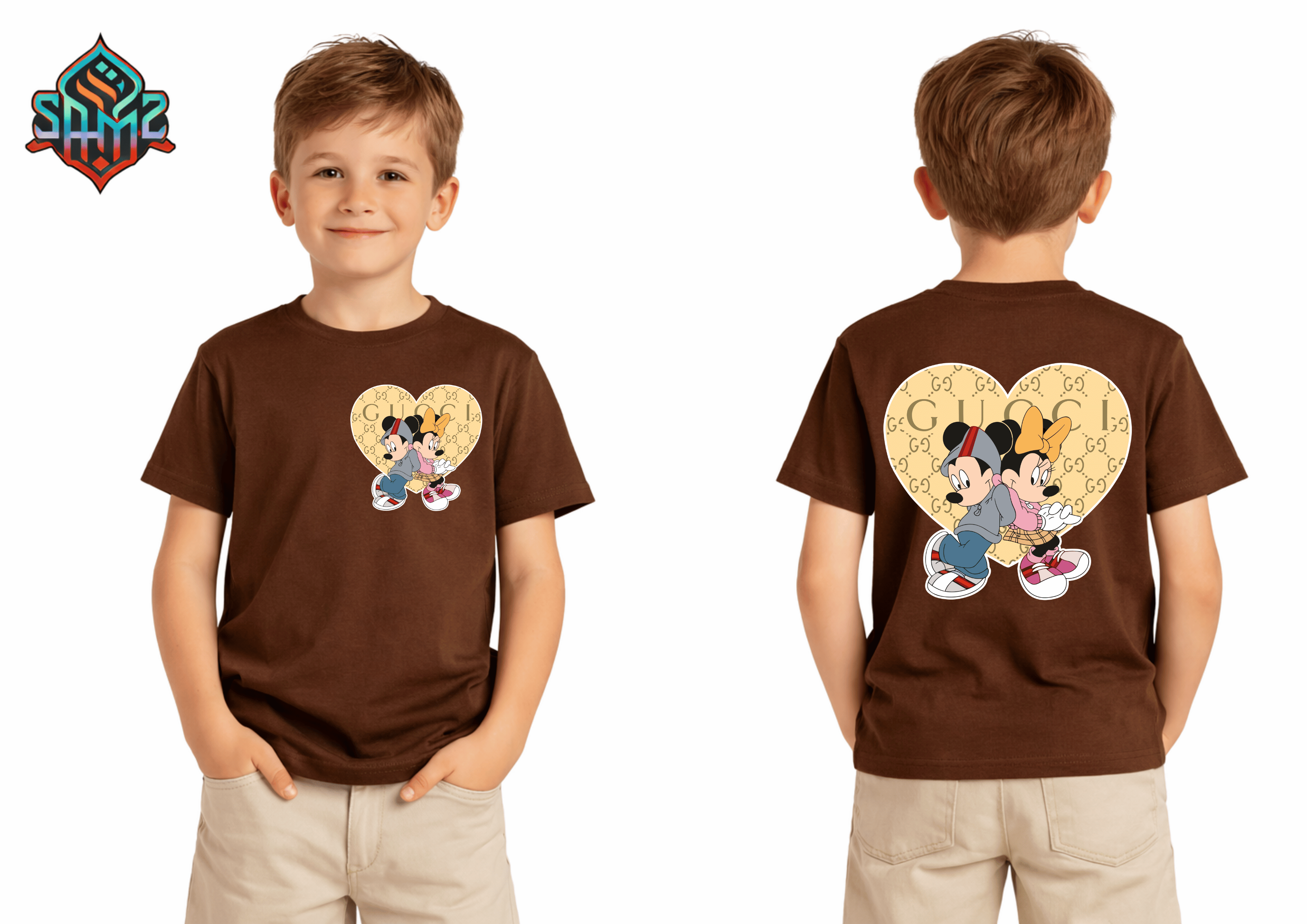 Mickey Mouse Couple Gucci – Premium DTF Transfer Print for T-Shirts | Custom Heat Transfer Design for Men Women Kids | High Quality Graphic Shirt Printing | SAMZ 24