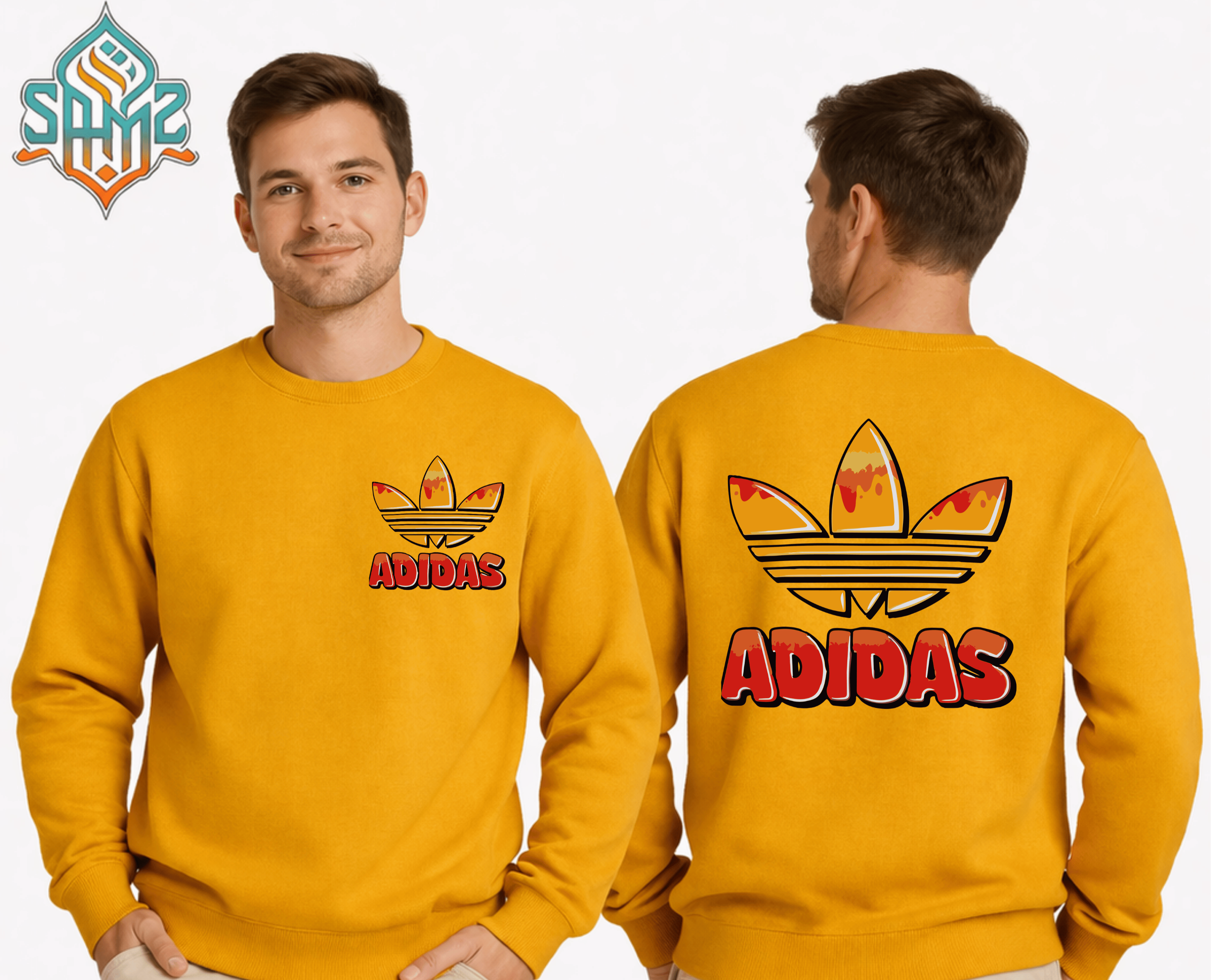 Adidas Fire Drip Logo – Premium DTF Transfer Print for T-Shirts | Custom Heat Transfer Unisex | High Quality Shirt Printing | SAMZ 24