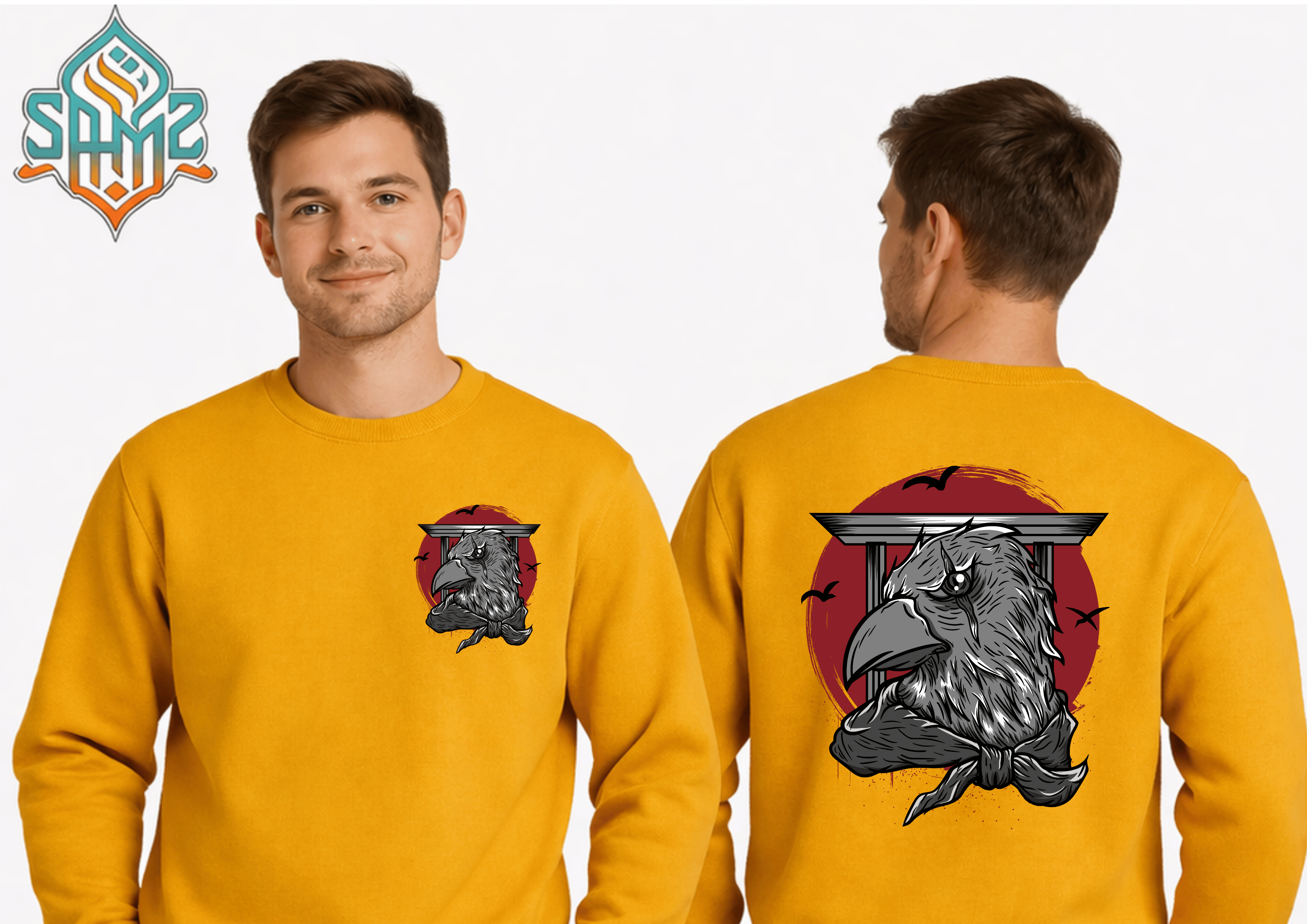 Samurai Crow Warrior – Premium DTF Transfer Print for T-Shirts | Custom Heat Transfer Unisex | High Quality Shirt Printing | SAMZ 24