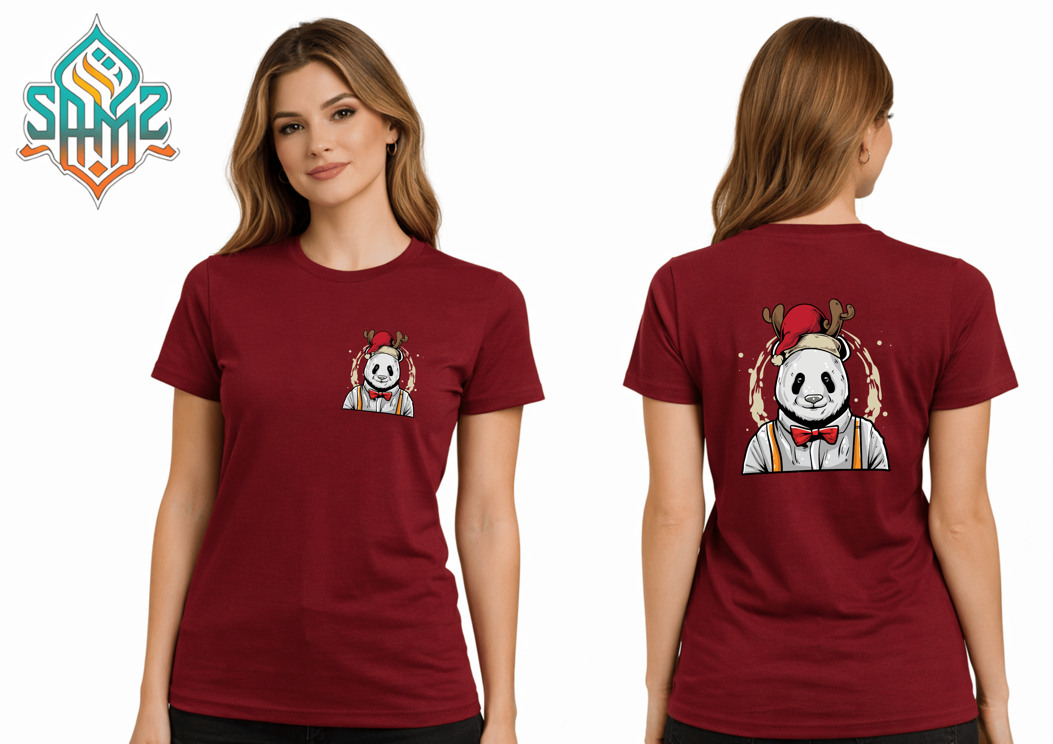 Christmas Panda – Premium DTF Transfer Print for T-Shirts | Custom Heat Transfer Unisex | High Quality Shirt Printing | SAMZ 24