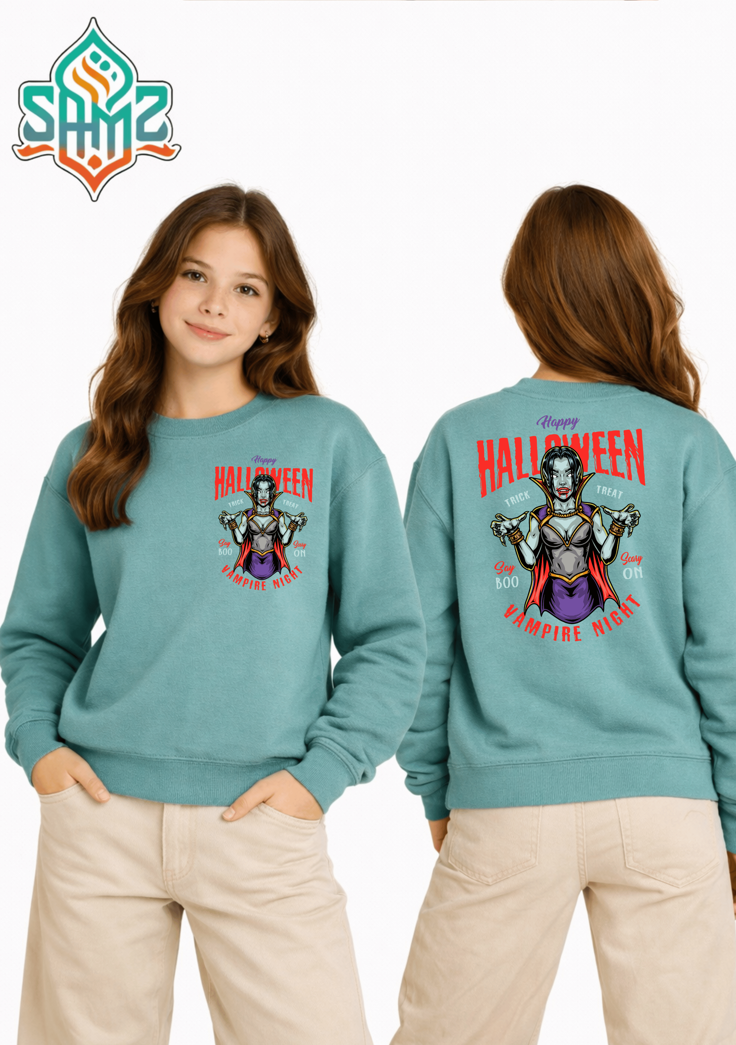 Happy Halloween Vampire Night – Premium DTF Transfer Print for T-Shirts | Custom Heat Transfer Unisex | High Quality Shirt Printing | SAMZ 24