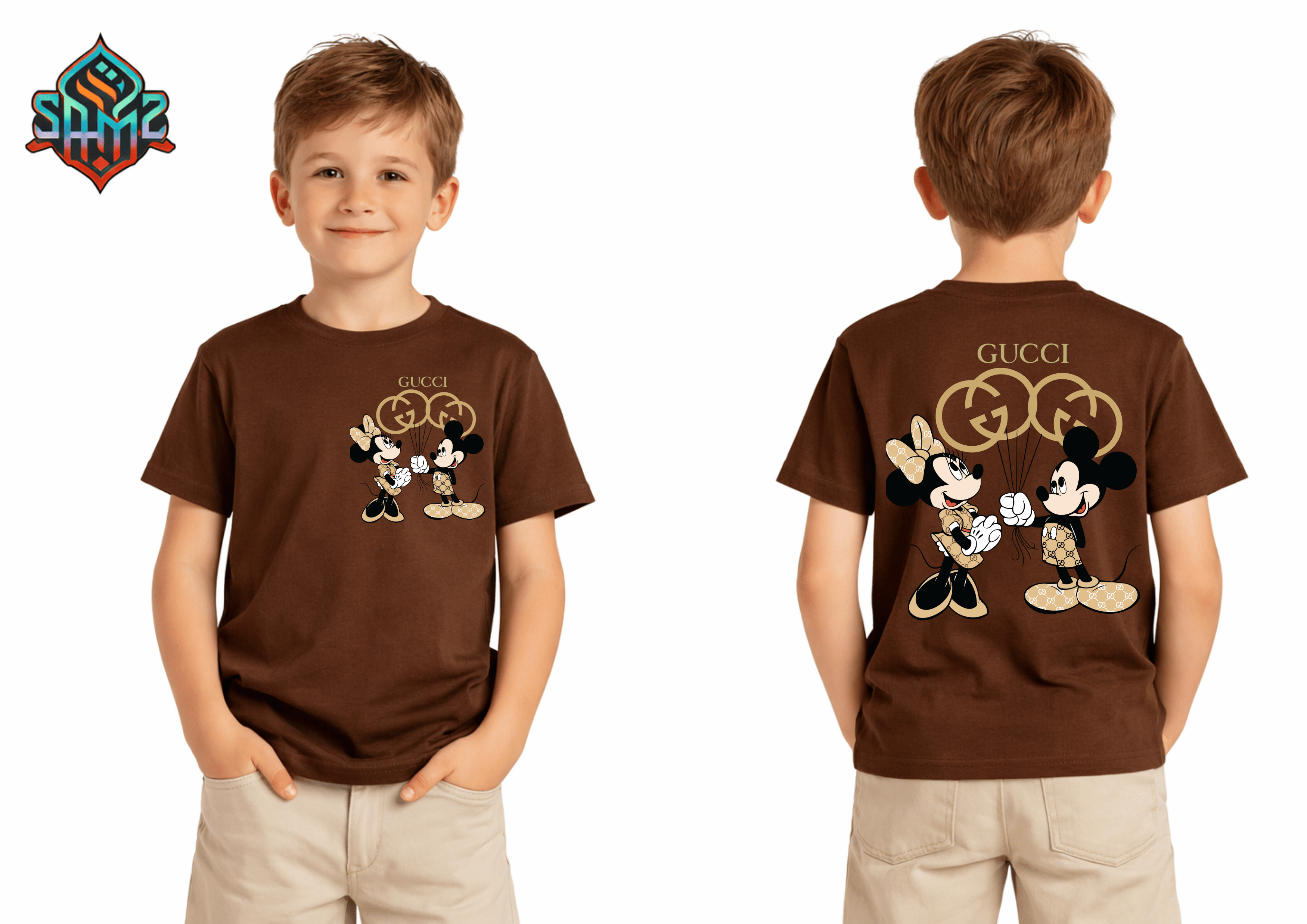 Couple Mickey Mouse Gucci – Premium DTF Transfer Print for T-Shirts | Custom Heat Transfer Design for Men Women Kids | High Quality Graphic Shirt Printing | SAMZ 24