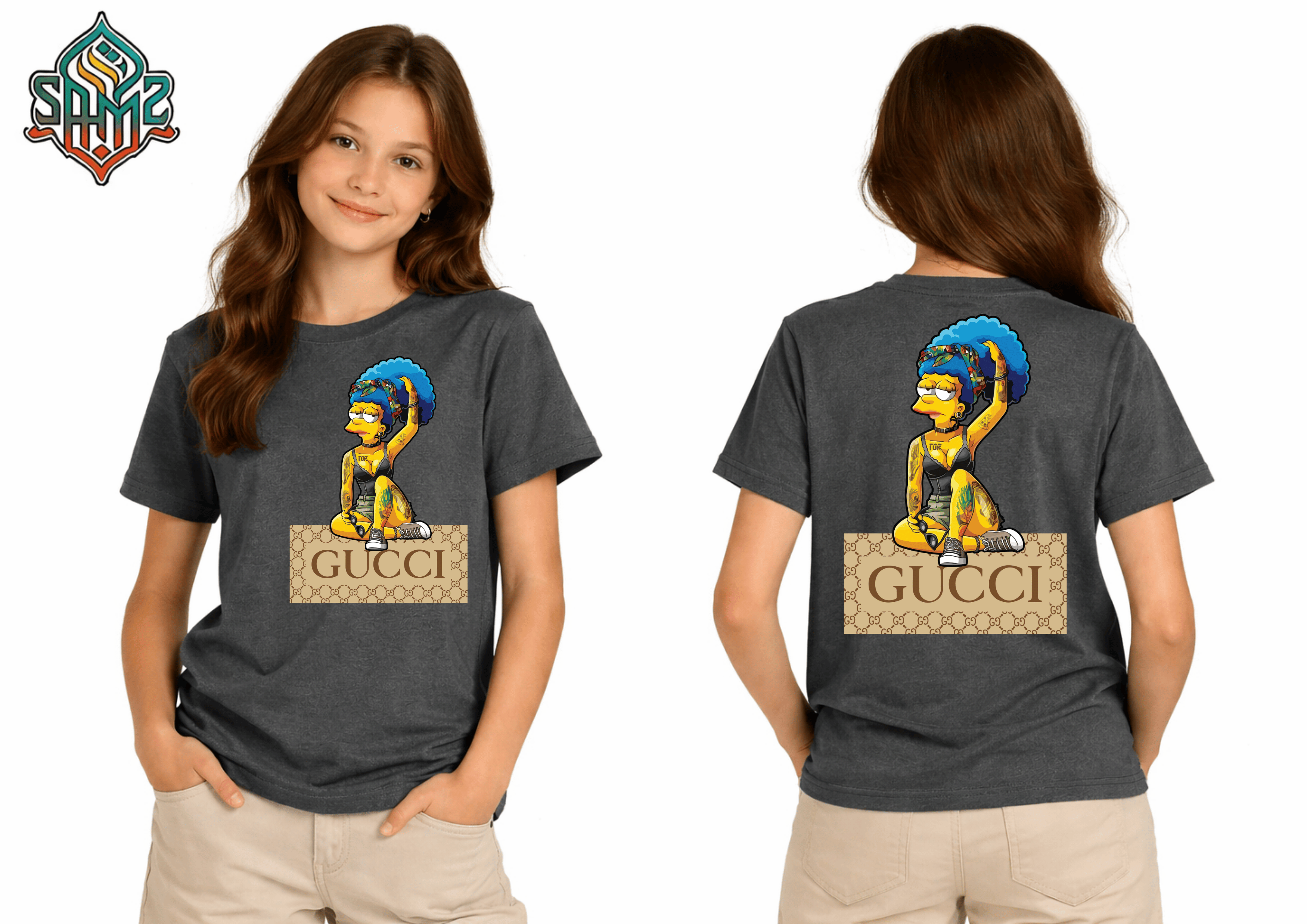 Marge Simpson Gucci – Premium DTF Transfer Print for T-Shirts | Custom Heat Transfer Design for Men Women Kids | High Quality Graphic Shirt Printing | SAMZ 24