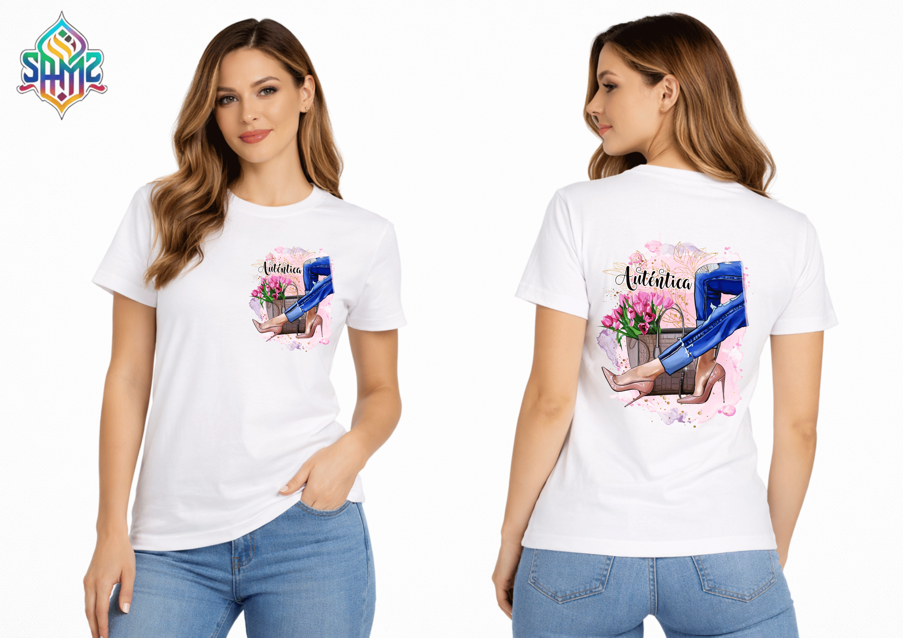 AUTENTICA TACONES BEIGE – Premium DTF Transfer Print for T-Shirts | Custom Heat Transfer Design for Men Women Kids | High Quality Graphic Shirt Printing | SAMZ 24