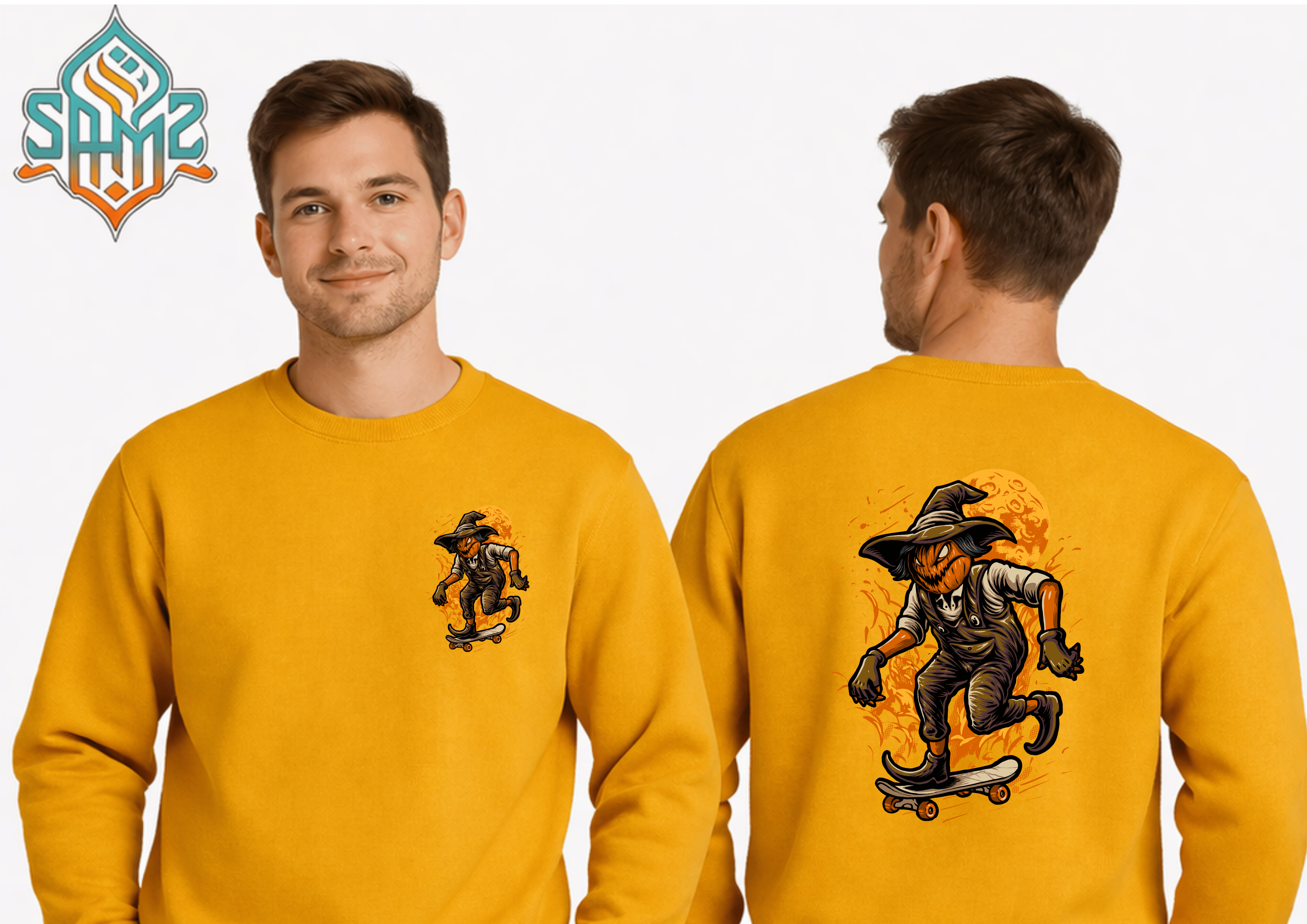 Pumpkin Skate Rider  – Premium DTF Transfer Print for T-Shirts | Custom Heat Transfer Unisex | High Quality Shirt Printing | SAMZ 24