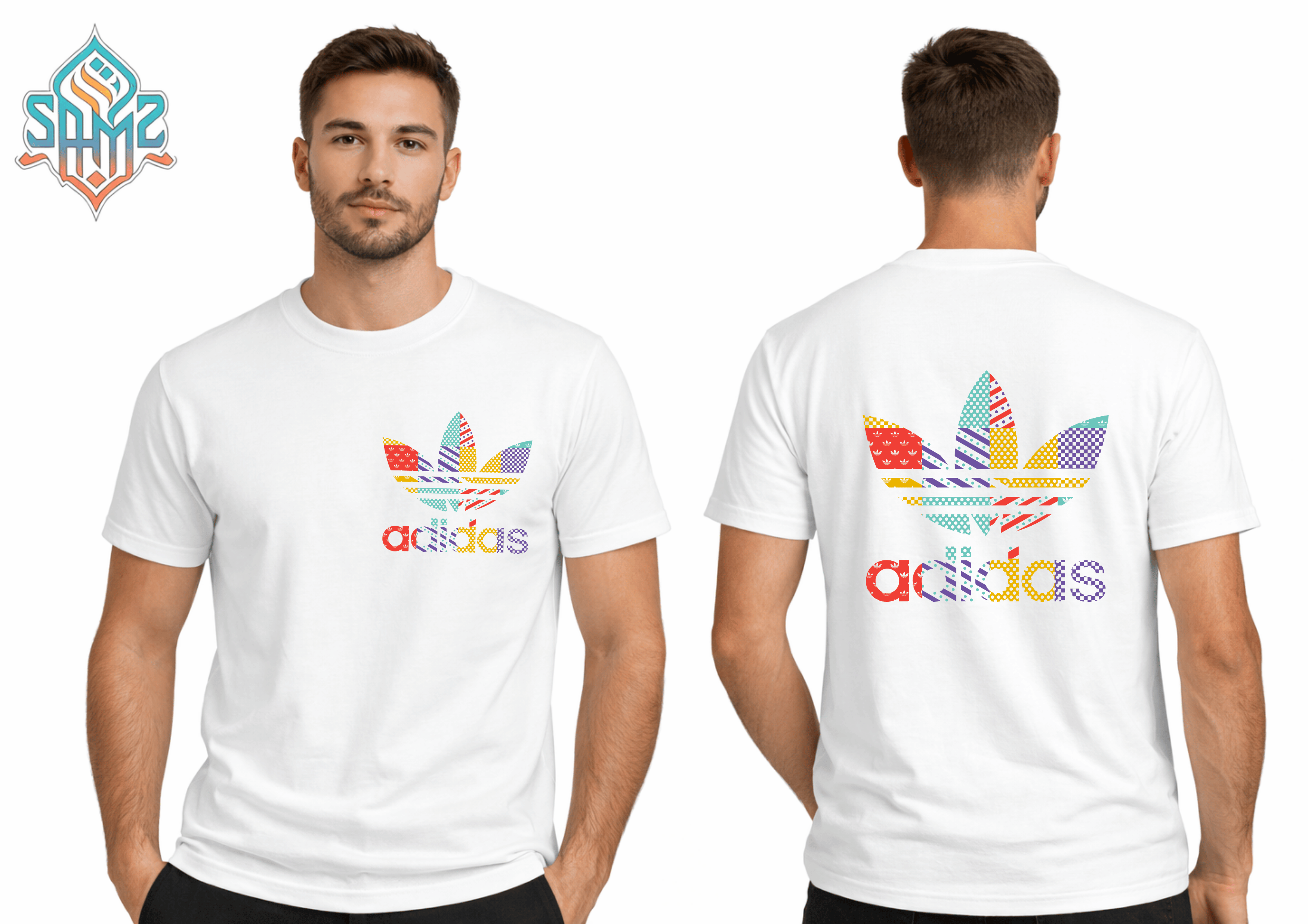Adidas Pattern Retro – Premium DTF Transfer Print for T-Shirts | Custom Heat Transfer Design Unisex | High Quality Shirt Printing | SAMZ 24