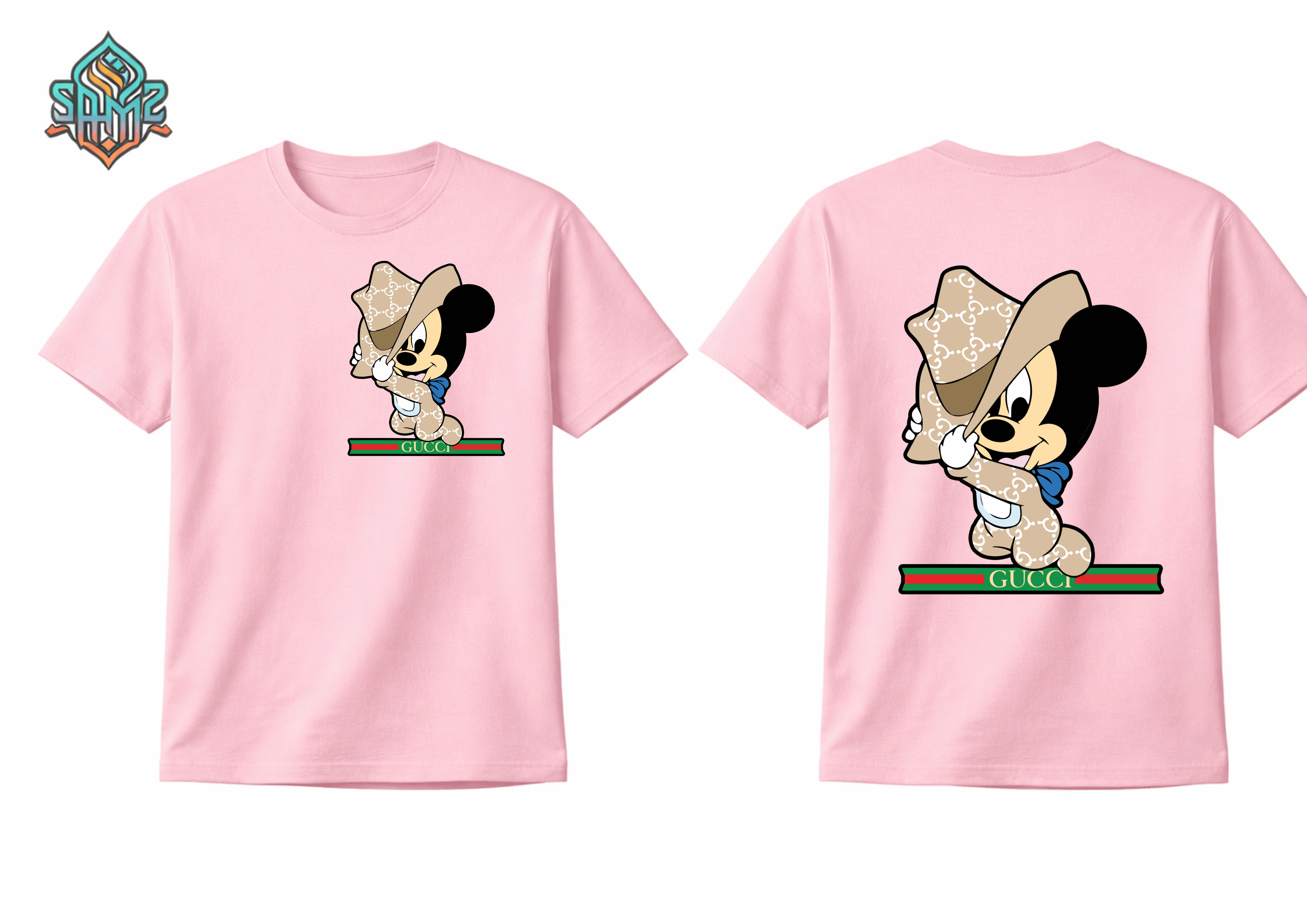 Mickey Mouse Gucci  – Premium DTF Transfer Print for T-Shirts | Custom Heat Transfer Design for Men Women Kids | High Quality Graphic Shirt Printing | SAMZ 24